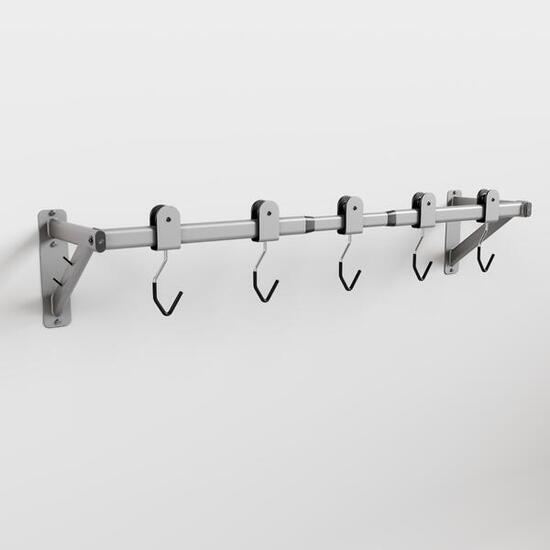 Seconde vie - Support vélo mural 5 crochets coulissants, gris - EXCELLENT