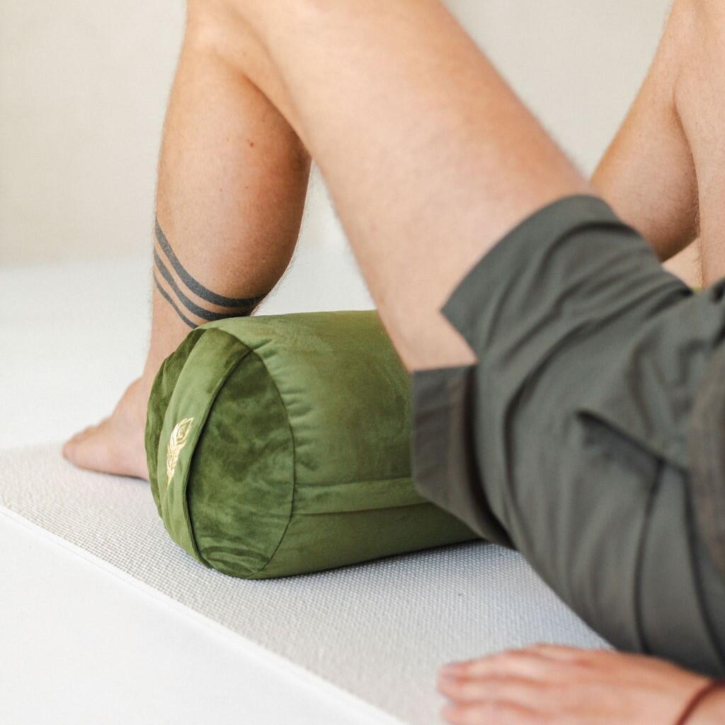 Yoga Bolster - Yoga Kussen - Velvet Groen - 60 x 20 cm 6/7