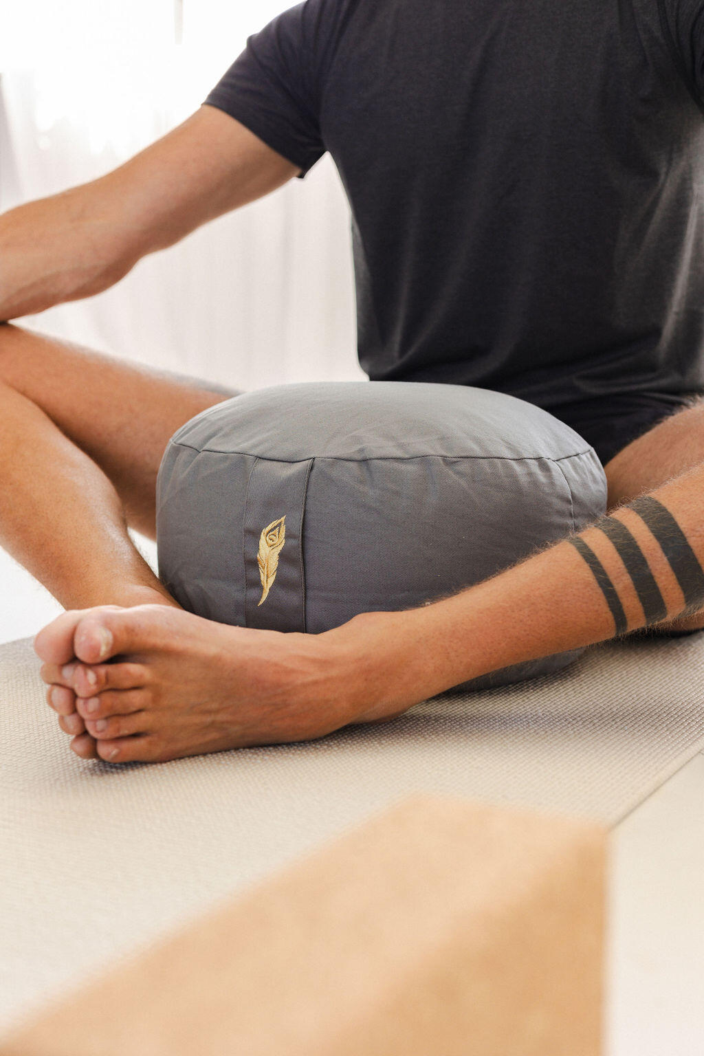 Meditatiekussen - Yoga Kussen - Grijs - Rond 15 x 33 cm - GOTS Keurmerk 5/6