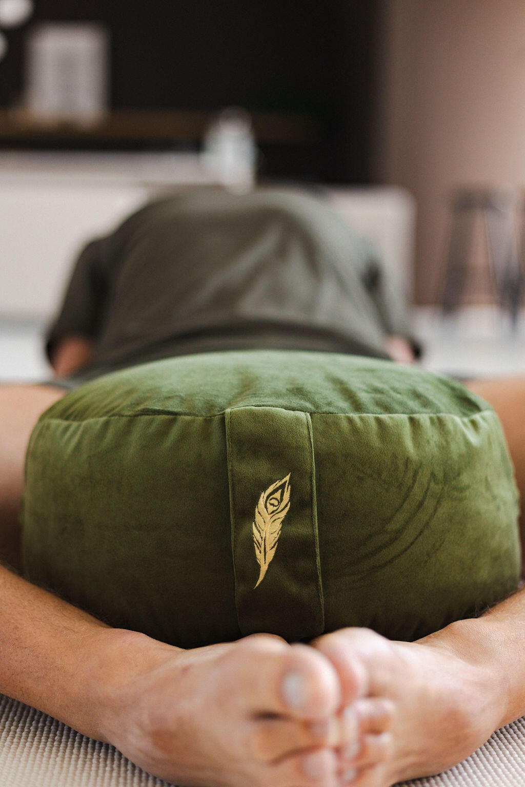 Meditatiekussen - Yoga Kussen - Velvet Groen - Rond 15 x 33 cm 5/6