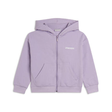 Sweat-shirt pour filles à capuche, fermeture à glissière intégrale et logo