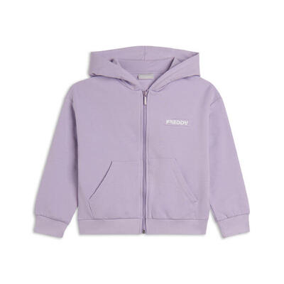Felpa Bambina full zip con cappuccio e logo