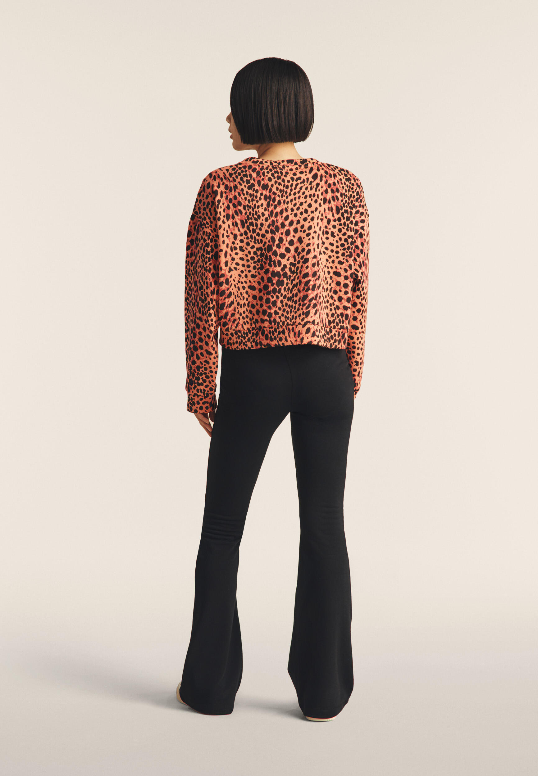 Felpa cropped comfort fit animalier 3/5