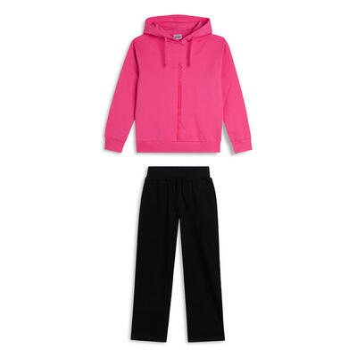 Tuta bicolore Bambina in french terry con cappuccio