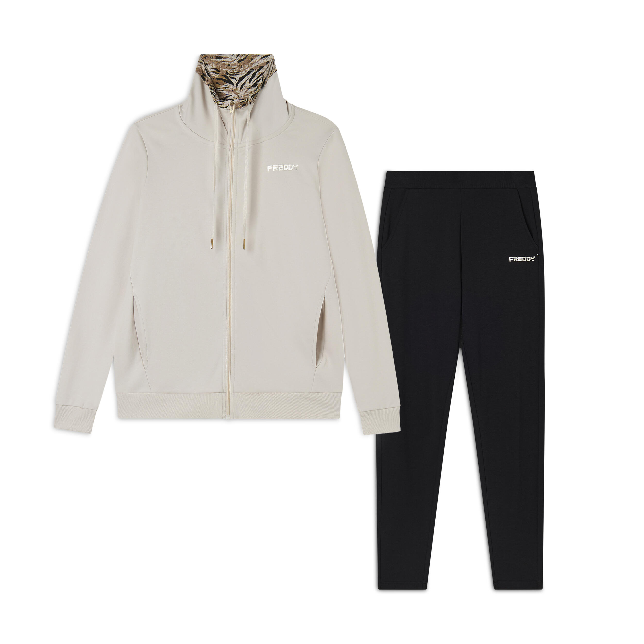 FREDDY Tuta interlock con zip e collo alto interno fantasia
