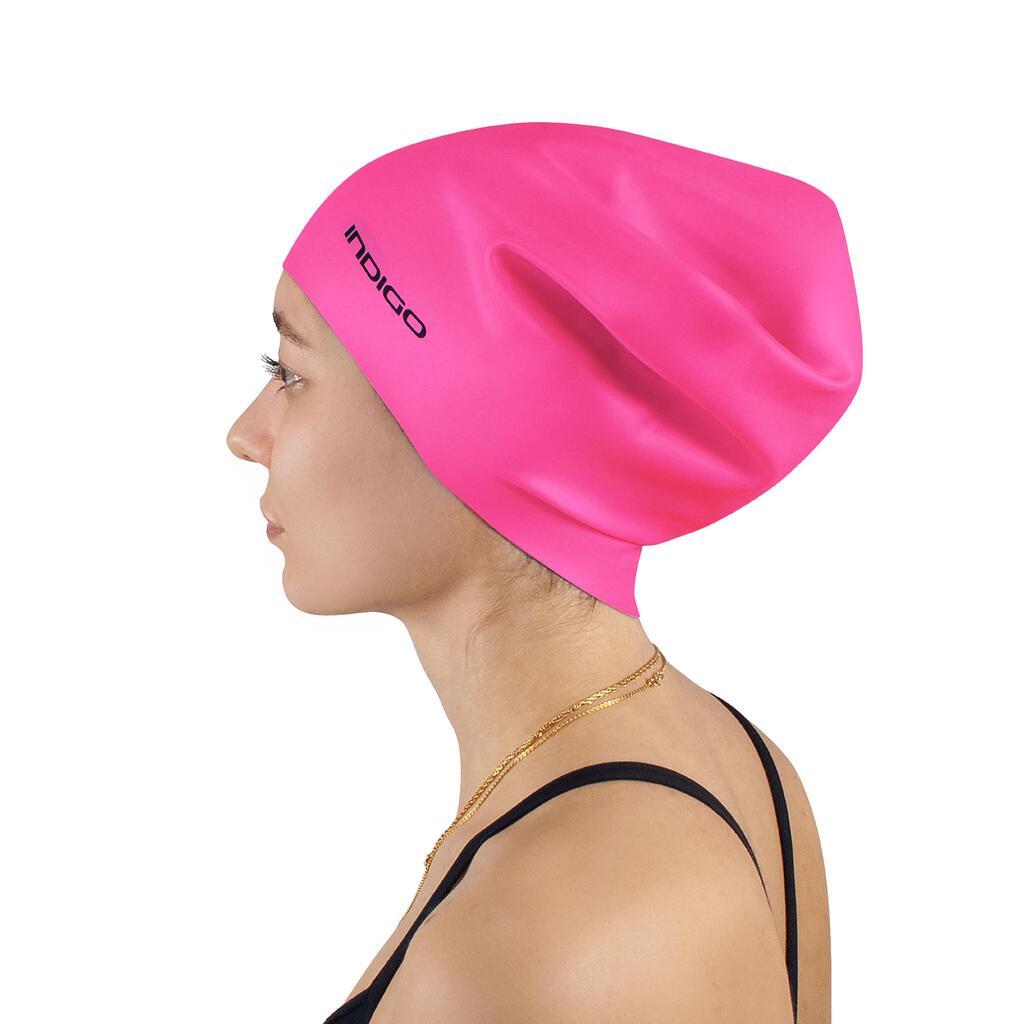 INDIGO Waterproof Silicone Swim Cap for Long Hair, Extra Large