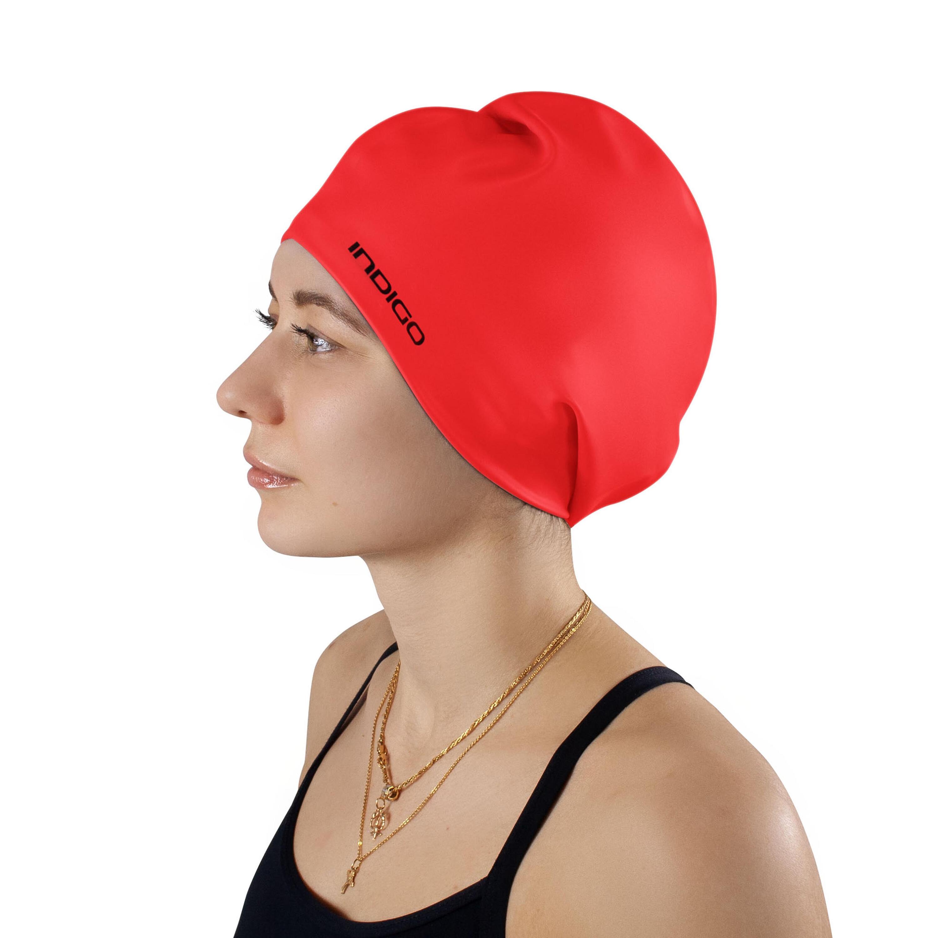 Touca de Natação de Silicone Impermeável para Cabelos Longos Extra Grande INDIGO 3/5