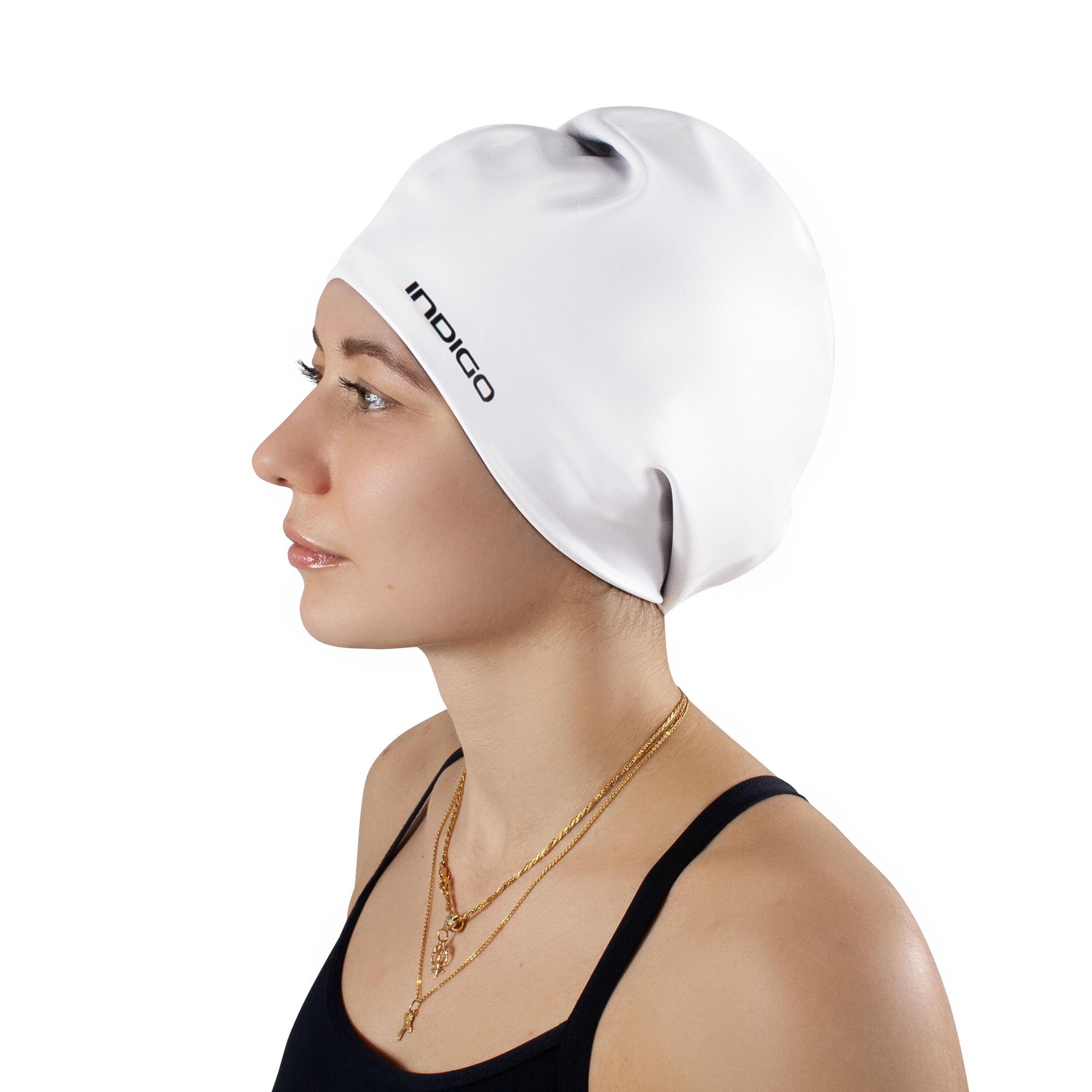 Gorro de Natación Silicona Impermeable para Cabellos Largos Extra Grande INDIGO 3/5