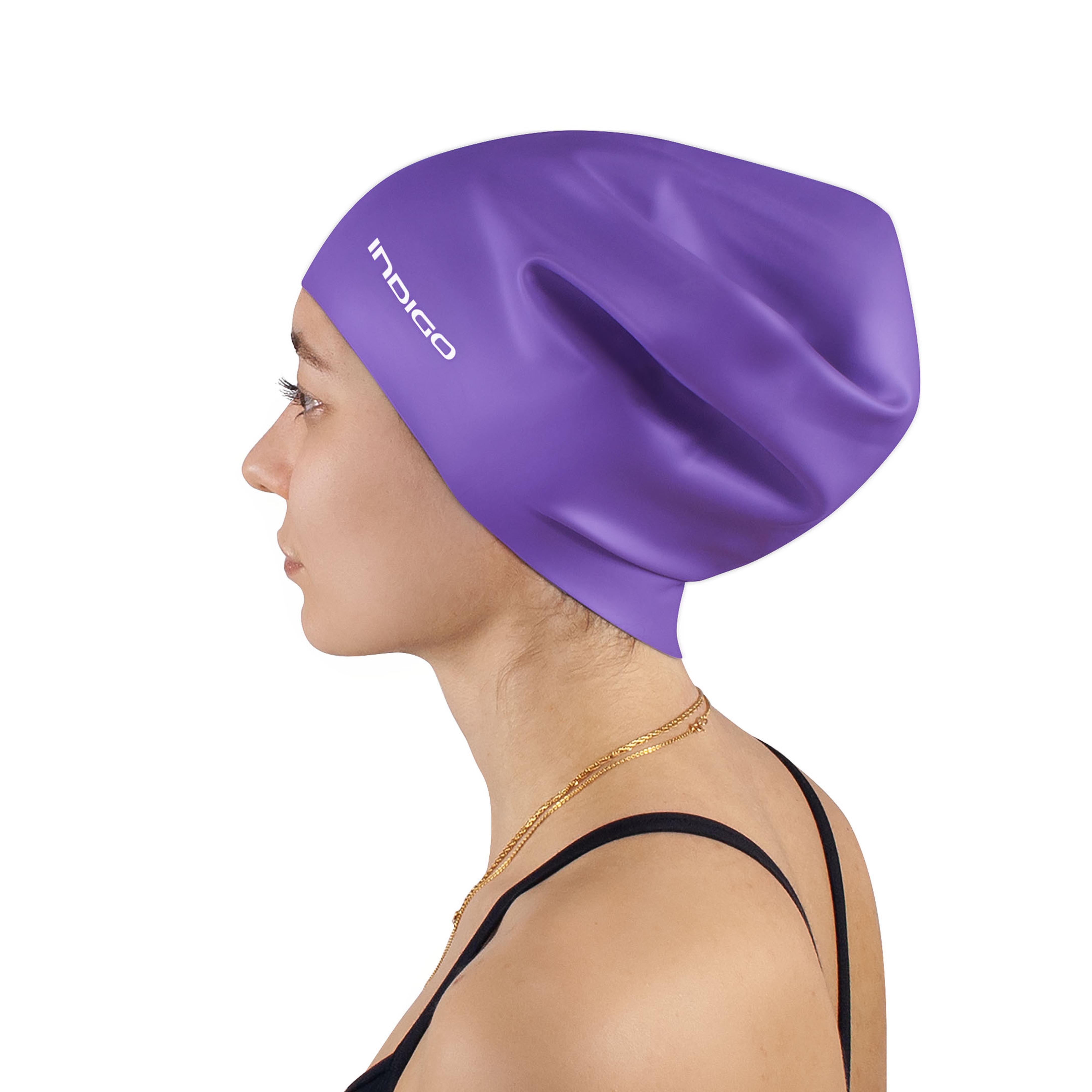 Indigo Sports - Bonnet De Natation Silicone Étanche Pour Cheveux Longs Extra Grand - Bonnet De Bain - Violet - Taille Unique - Decathlon