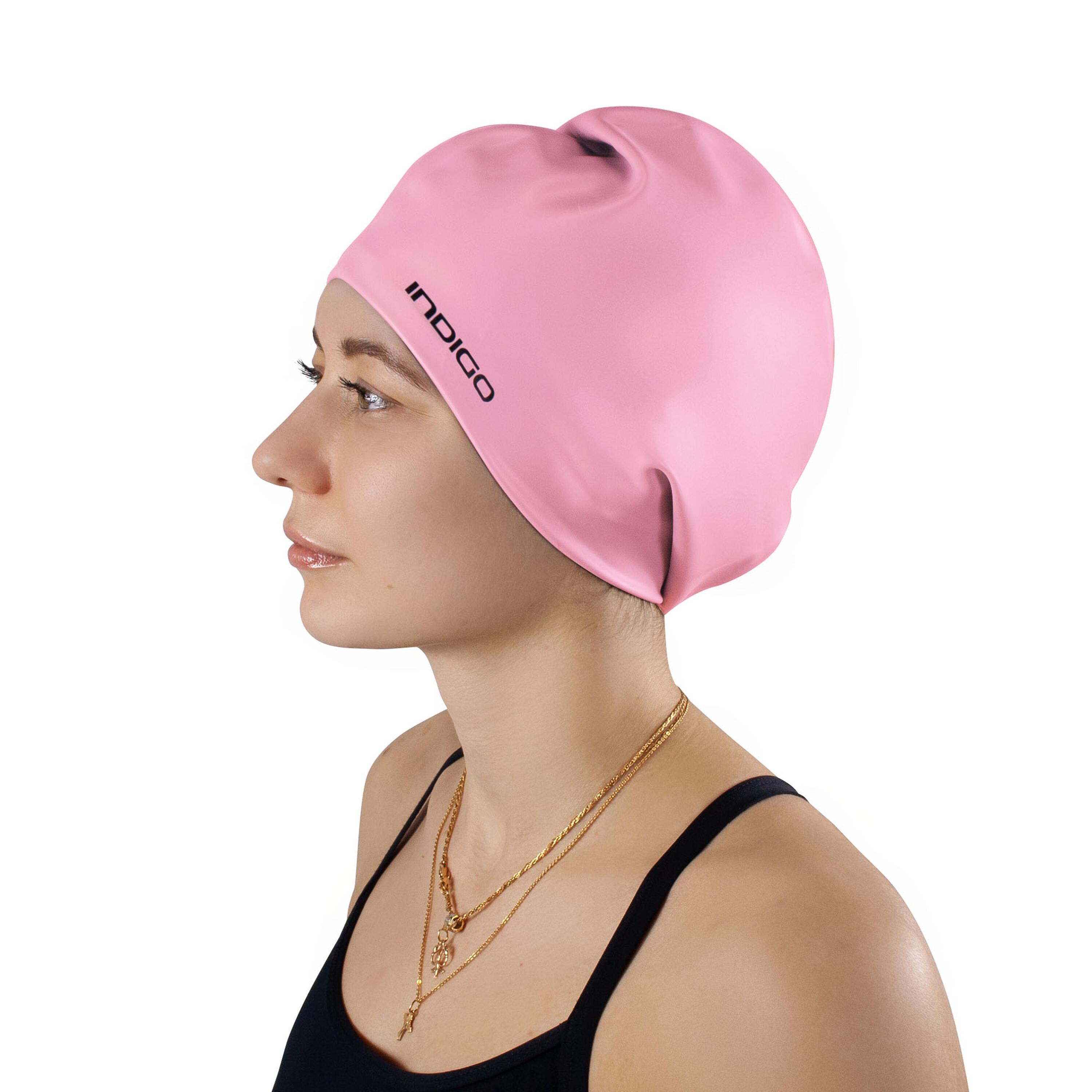 Gorro de Natación Silicona Impermeable para Cabellos Largos Extra Grande INDIGO 3/5