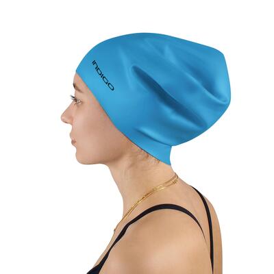 Cuffia da Nuoto in Silicone Impermeabile per Capelli Lunghi Extra Grande INDIGO