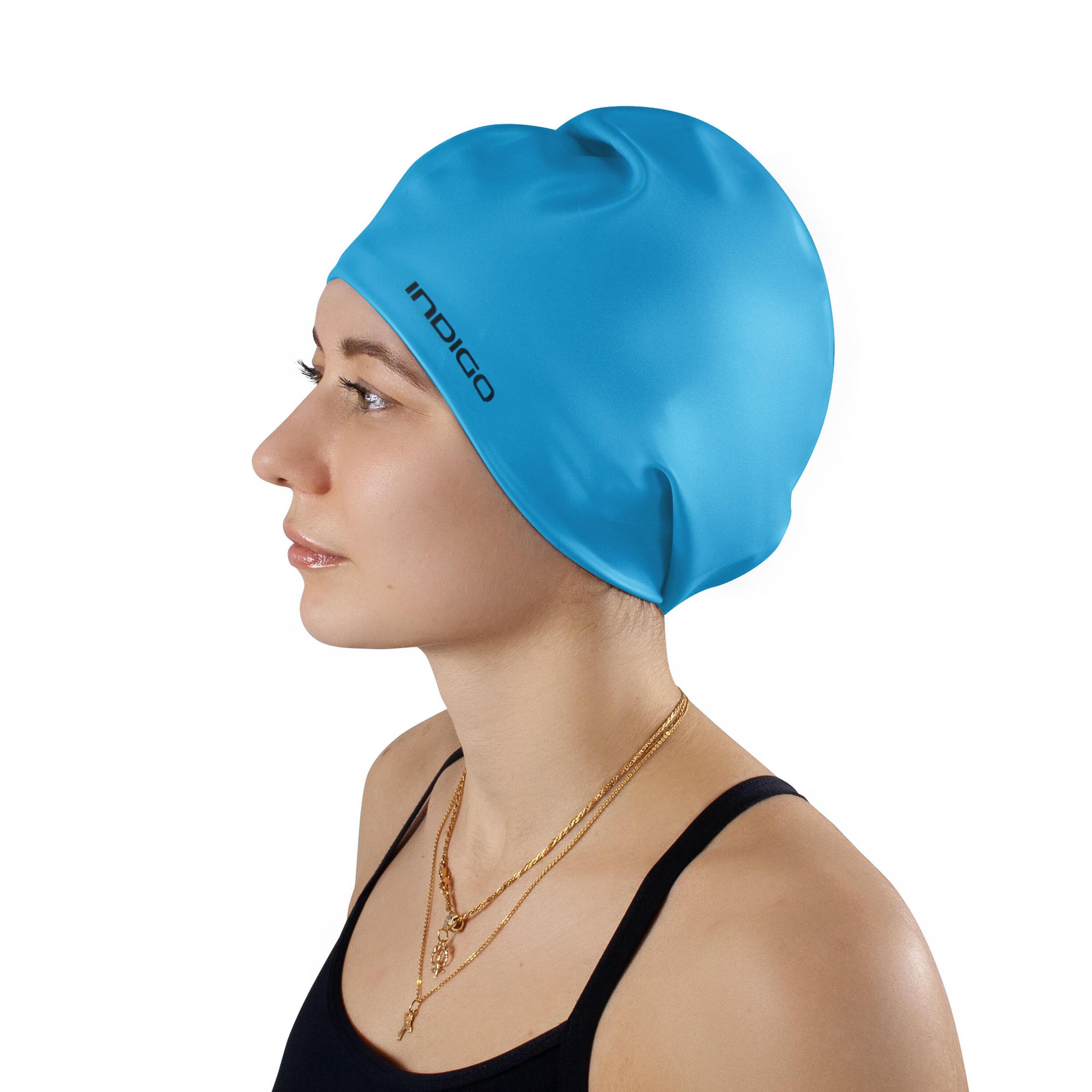 Bonnet de Natation Silicone Étanche pour Cheveux Longs Extra Grand 3/5