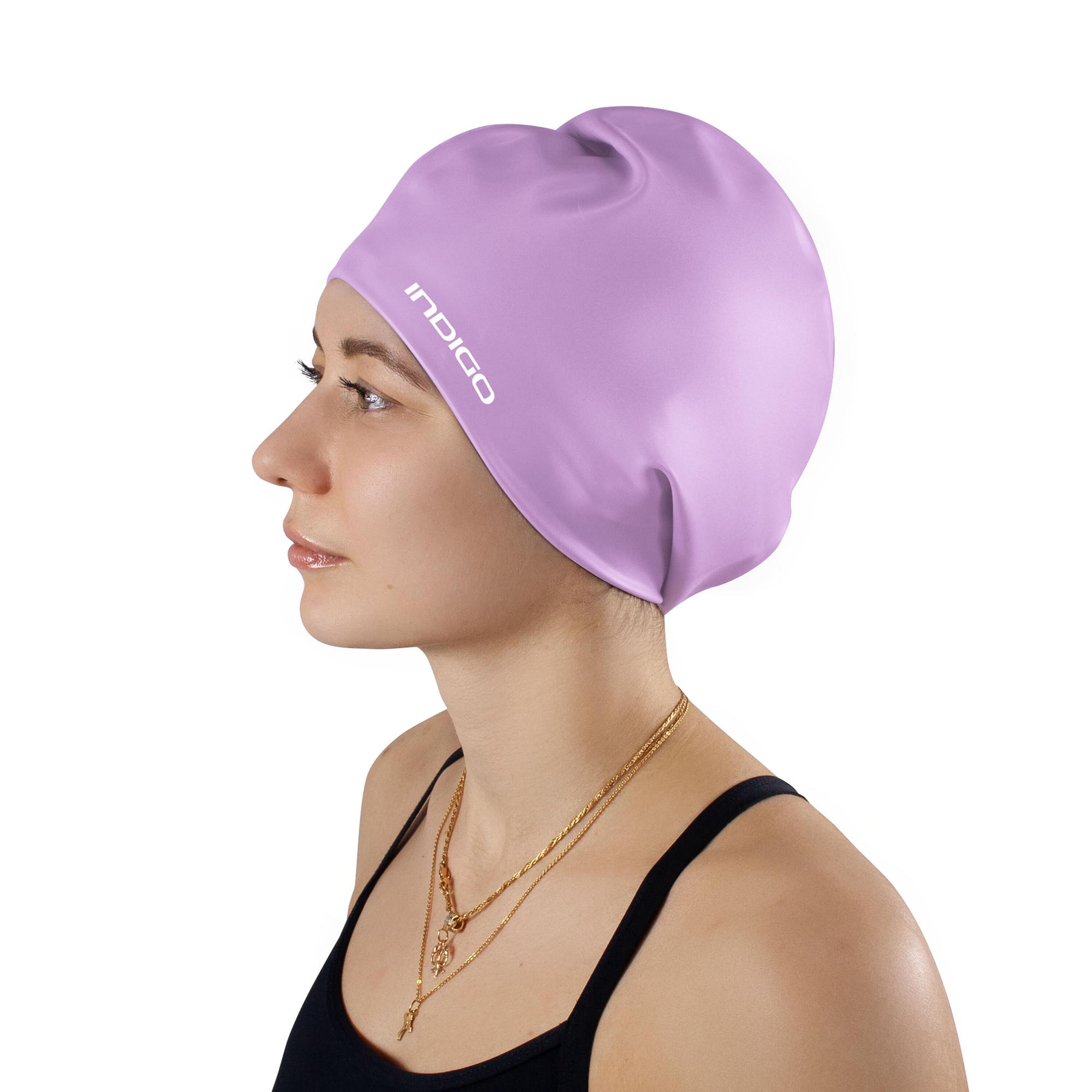 Gorro de Natación Silicona Impermeable para Cabellos Largos Extra Grande INDIGO 3/5