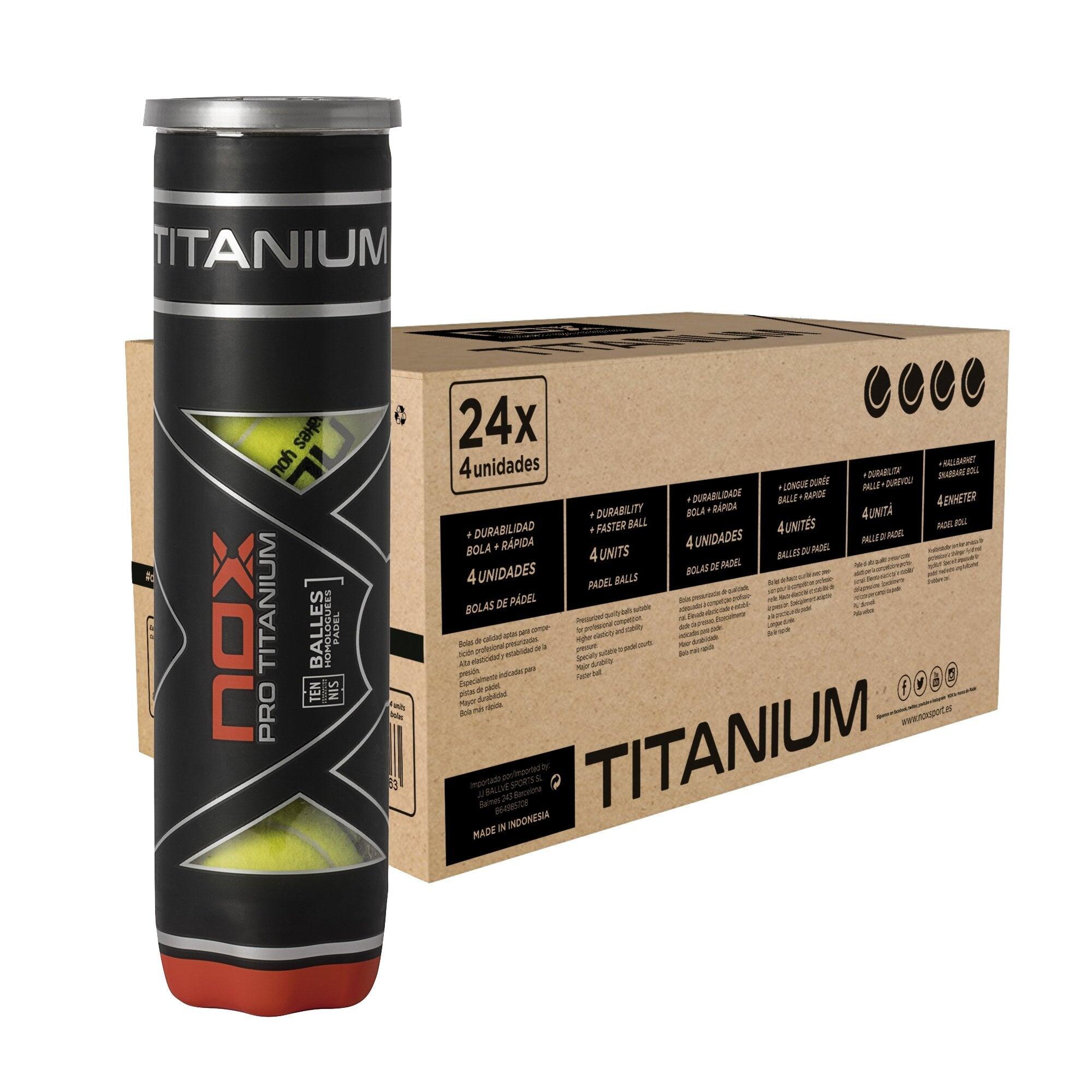 Nox Caixa De 24 Latas De 4 Bolas De Padel Pro Titanium - Professional padel racket Nox Caixa De 24 Latas De 4 Bolas De Padel Pro Titanium
