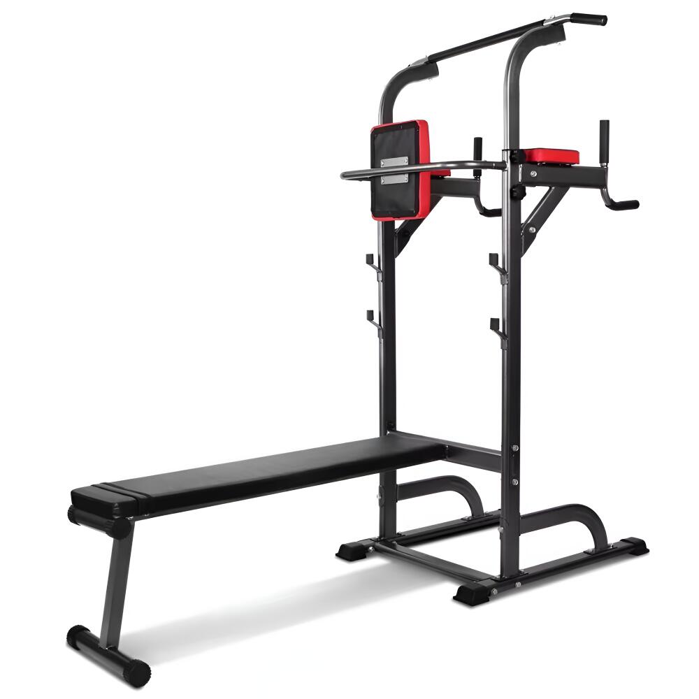 Mobiclinic - Power Tower Avec Banc De Musculation Station De Musculation Hauteur Réglable - Chaise Romaine - Noir - Taille Unique - Decathlon
