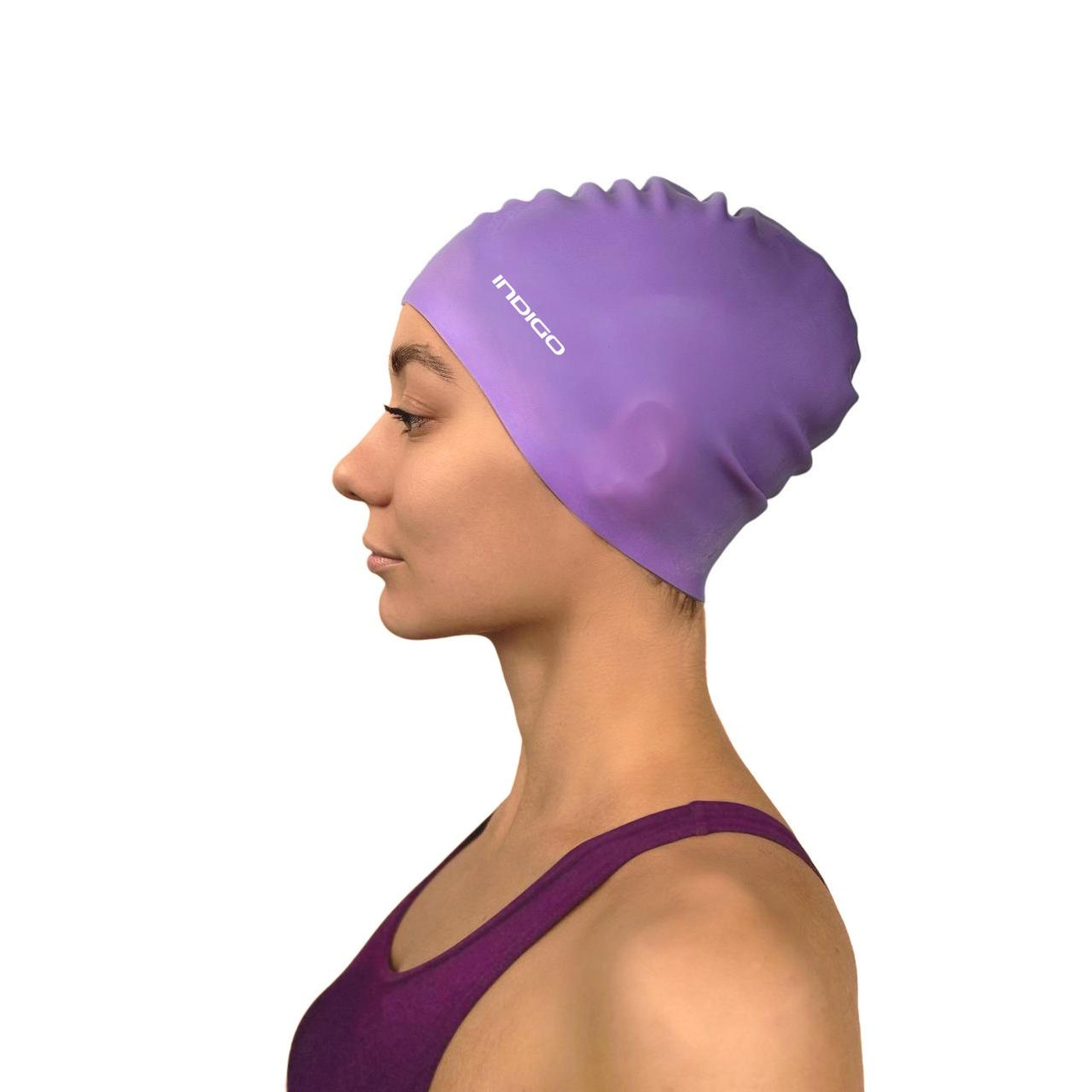 Indigo Sports - Bonnet De Natation En Silicone Étanche Indigo - Bonnet De Bain - Violet - Taille Unique - Decathlon