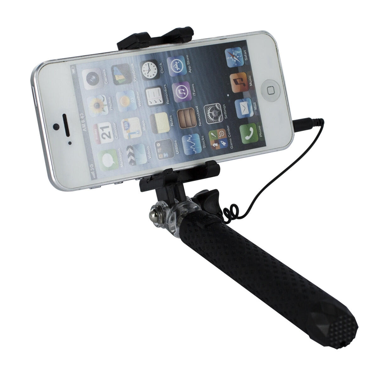 Palo selfie jack 3,5mm mini hasta 5,5" negro 2/5
