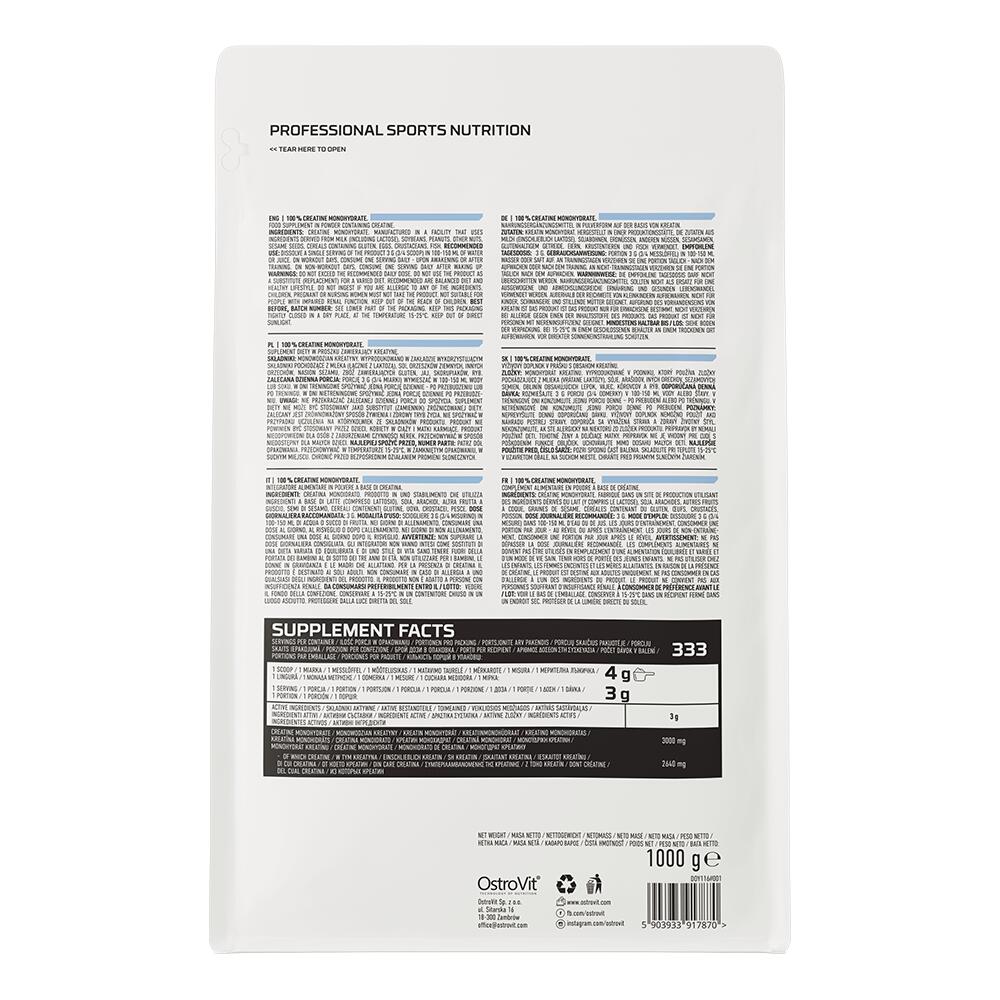 Creatina Monohidratada Natural OstroVit 1 kg 3/3