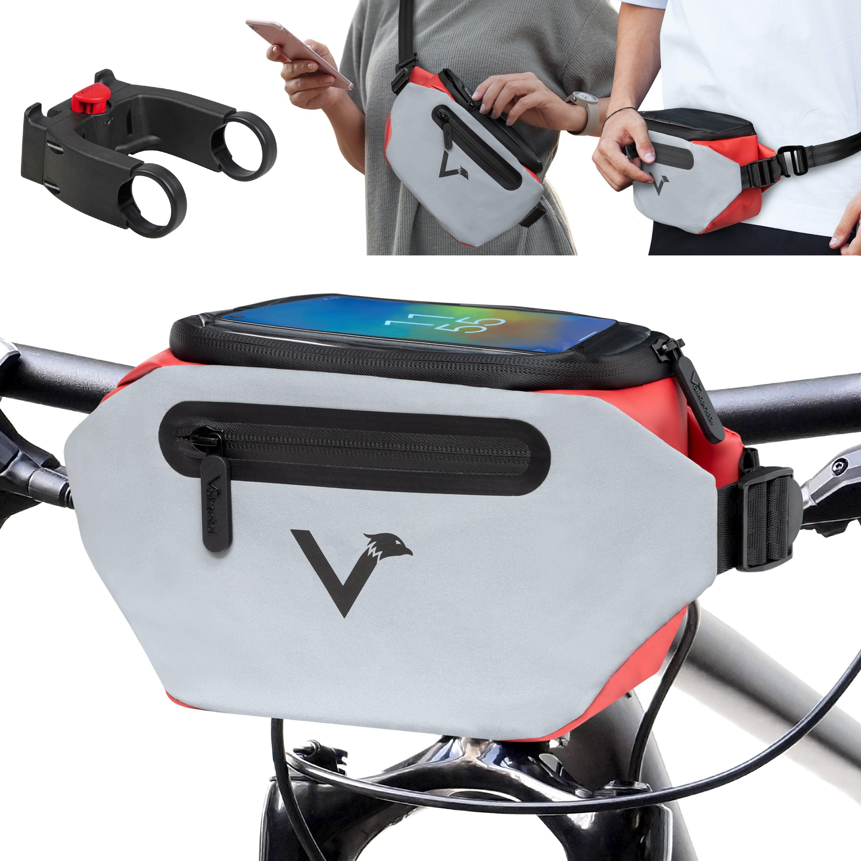 Valkental - Sacoche De Guidon Sacoche De Velo Impermeable Avec Support Klickfix 4l - Sacoche De Guidon - Gris|rouge - 4 L - Decathlon