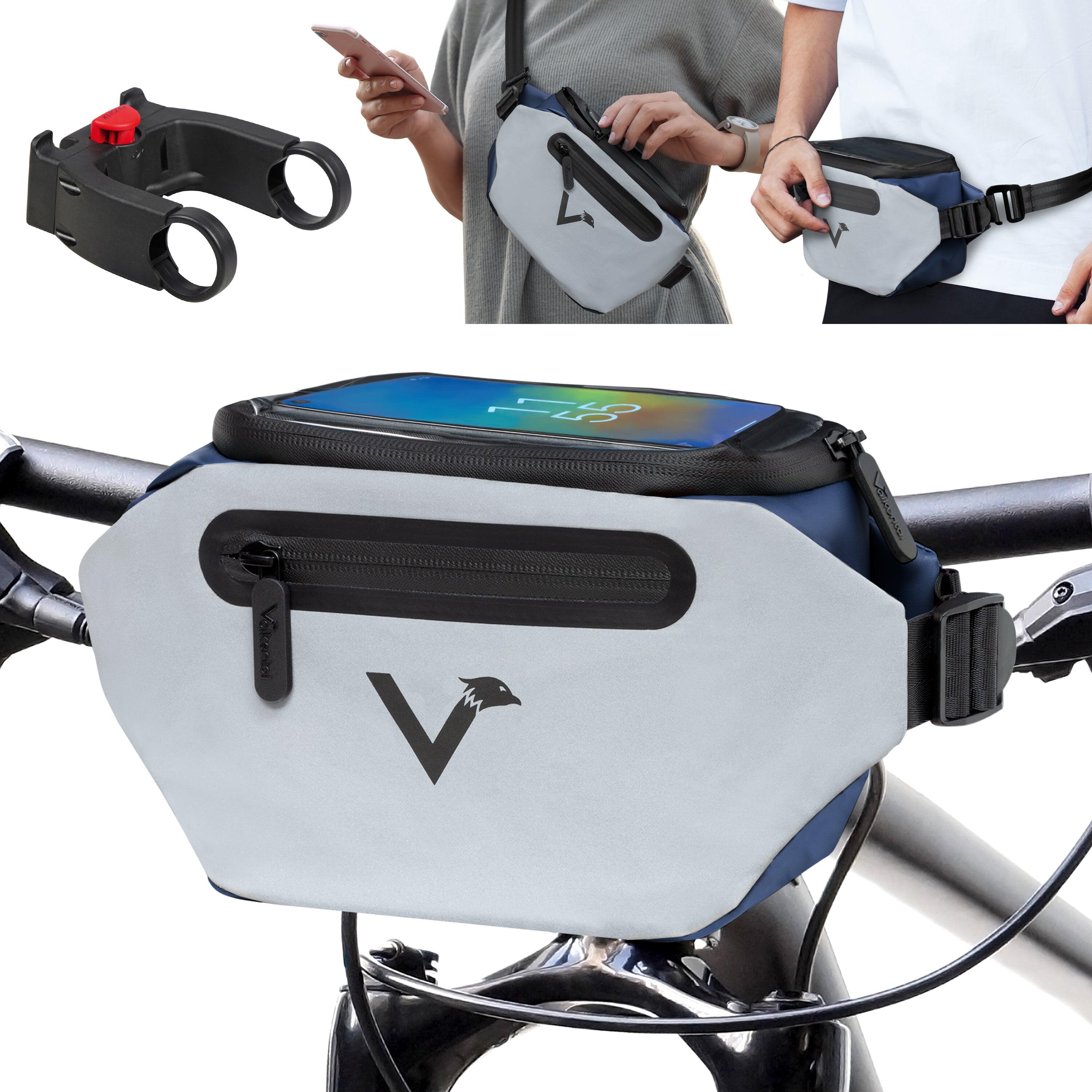 Valkental - Sacoche De Guidon Sacoche De Velo Impermeable Avec Support Klickfix 4l - Sacoche De Guidon - Bleu|gris - 4 L - Decathlon