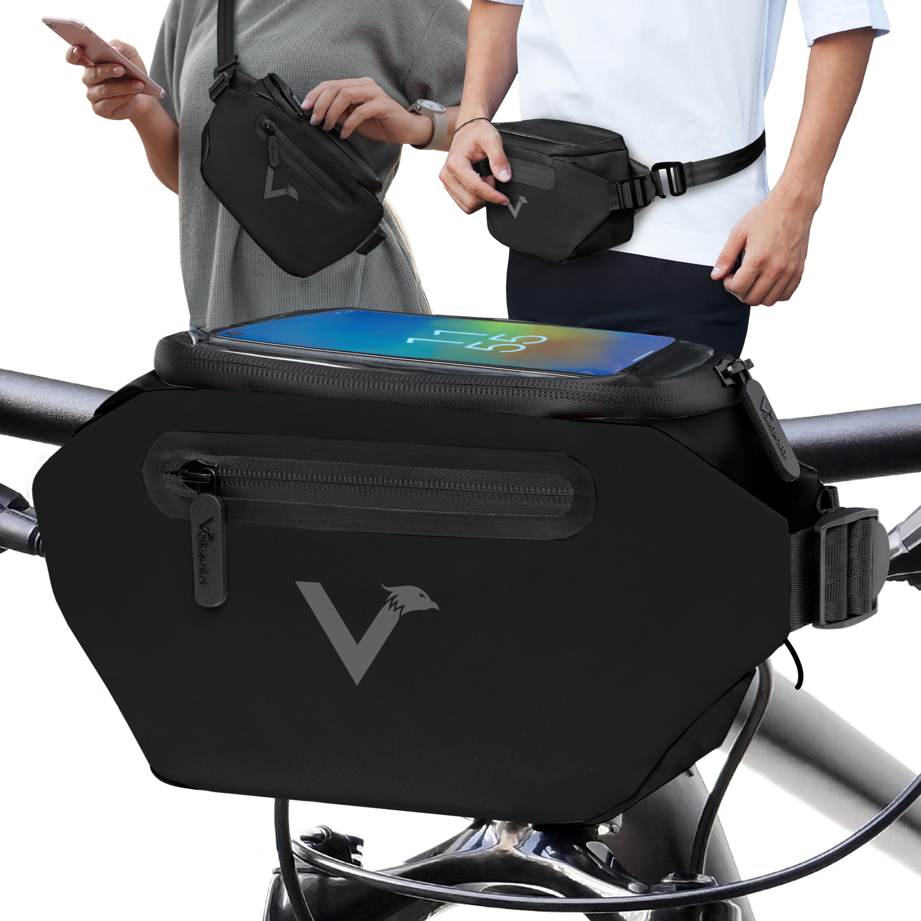 VALKENTAL Stuurtas Fietstas voor stuur & heuptas Waterdicht & reflecterend 4L