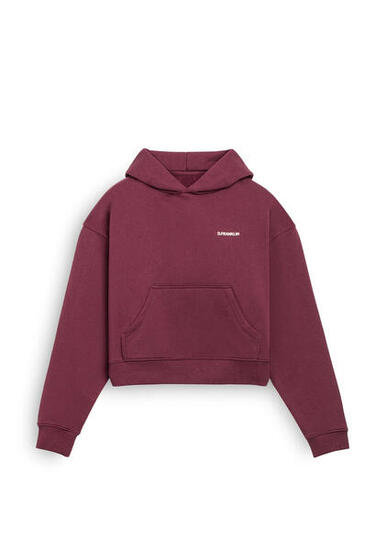 Felpa basic D.Franklin Worldwide Crop Hoodie Wine