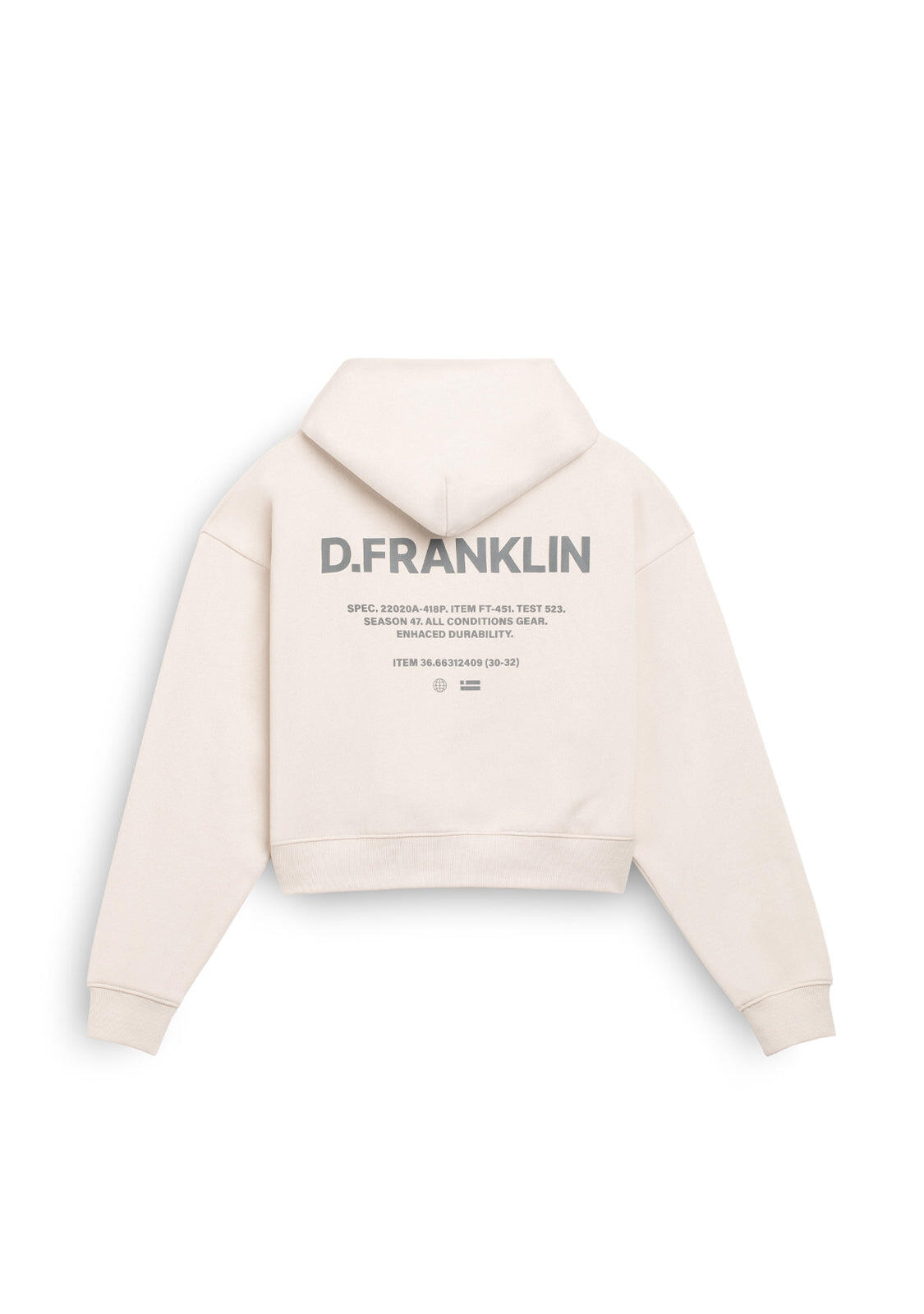 Felpa basic D.Franklin Worldwide Crop Hoodie Ice 2/3