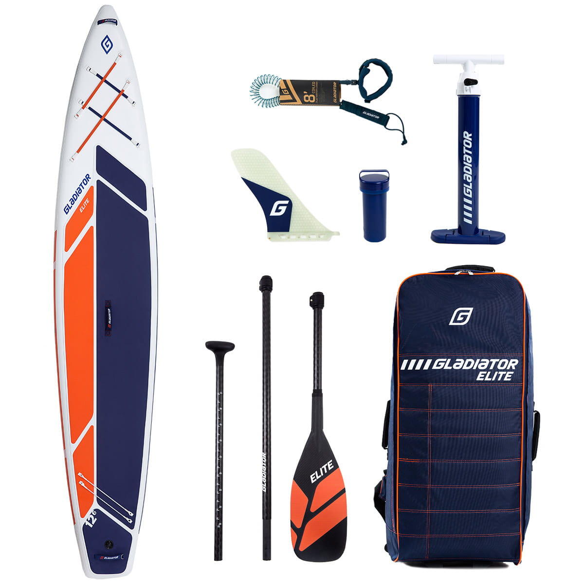 GLADIATOR GLADIATOR Elite 12'6" SPORT SUP opblaasbaar board Wit-marineblauw-oranje 384 cm