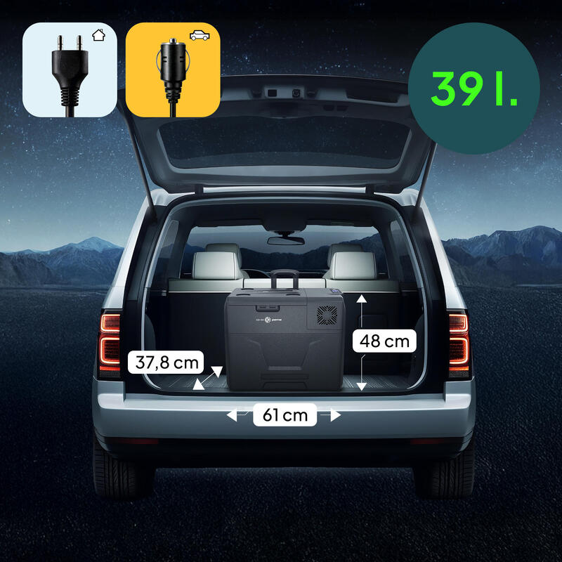 Frigorifică electrică camping Peme Expedition 39L 12/230v cu roți pentru o auto