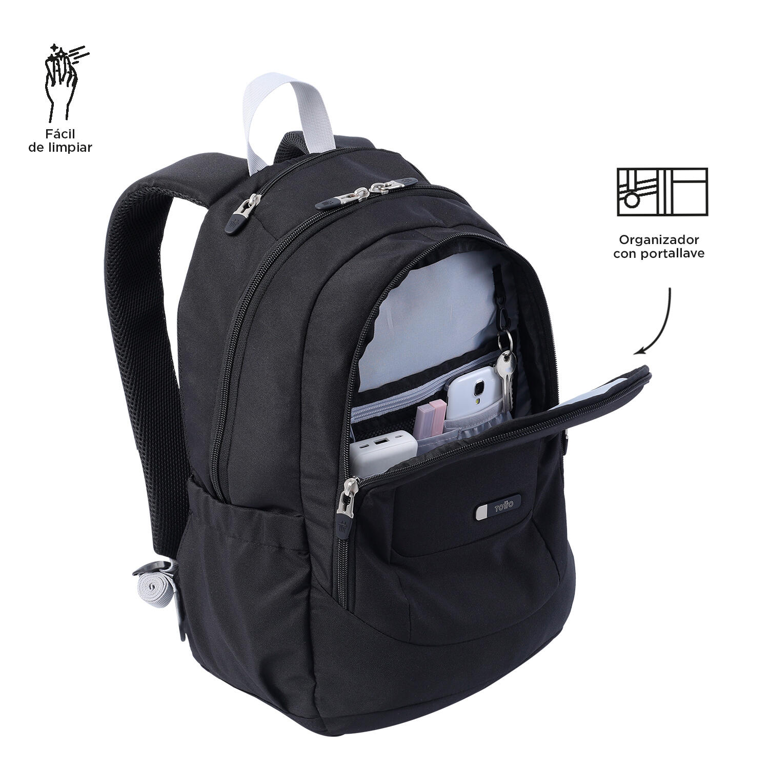 Totto Mochila urbana Goctal Negro Poliéster 44 x 32.5 x 18 cm 5/5