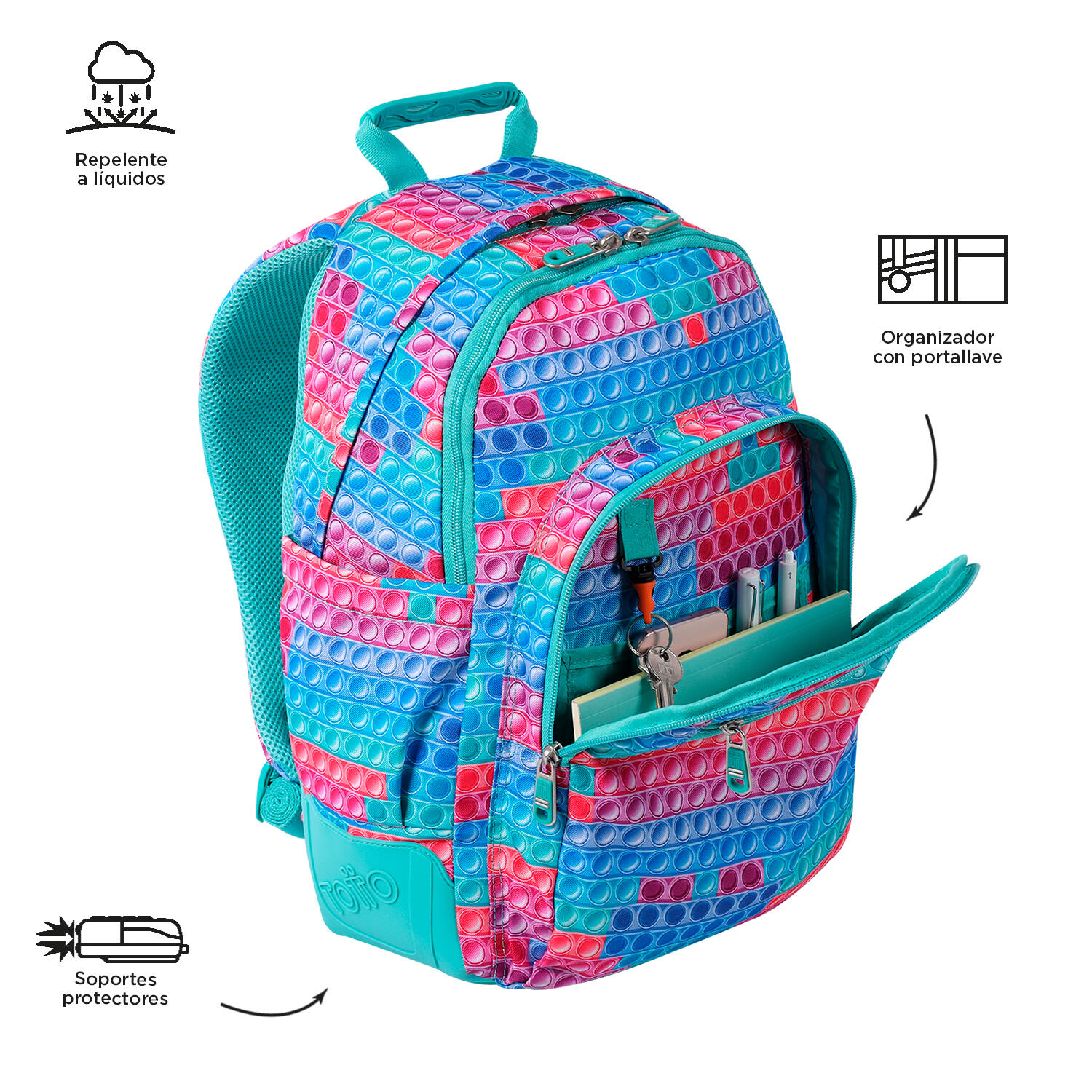 Totto Mochila escolar Rayol Pupit Poliéster reciclado 33 x 44 x 13.5 cm 5/5