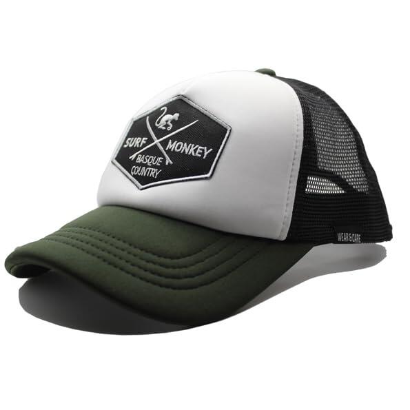 SURF MONKEY Trucker Cap Mesh - Gepolstert / Erwachsener / Einheitsgröße (Olive/Schwarz)