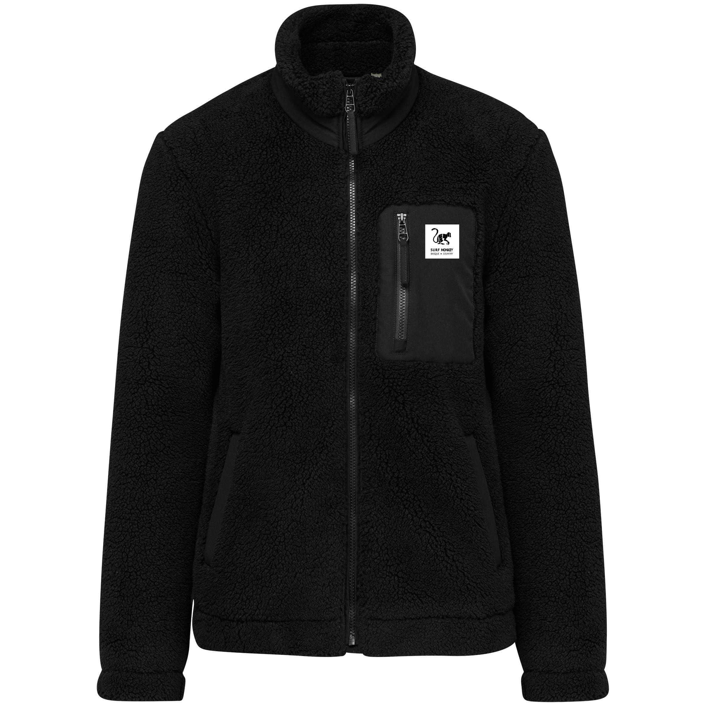 SURF MONKEY Sherpa Fleece Jack - Klassieke pasvorm / Gerecycled (Zwart)