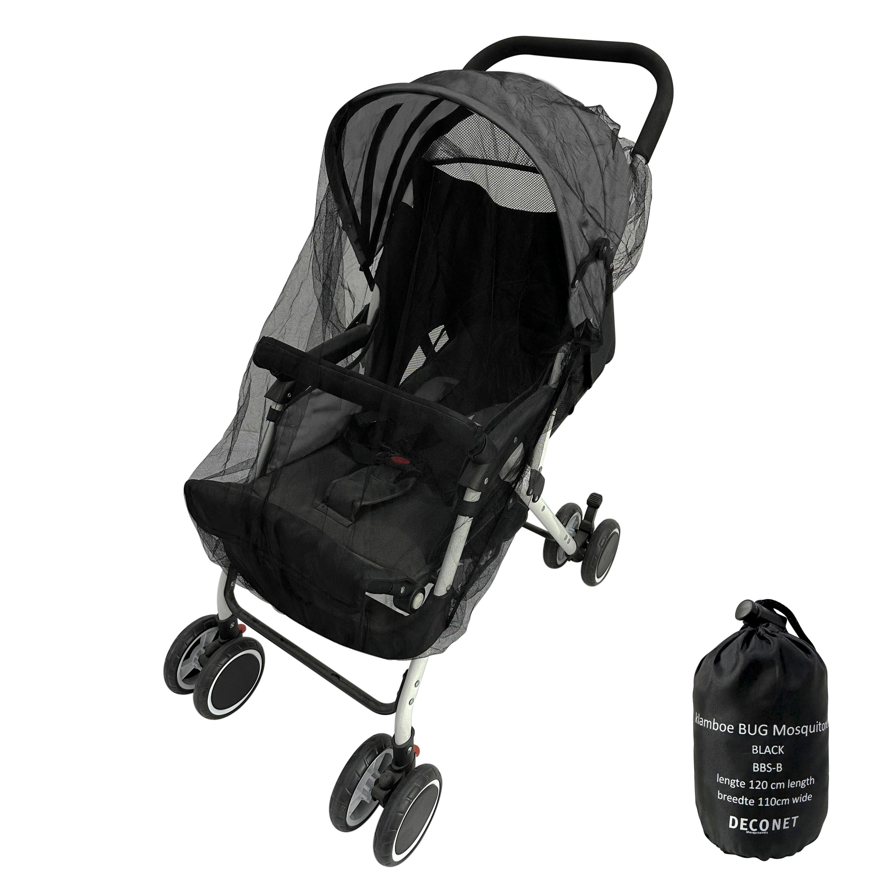 Moskitonetz Buggy, Campingbett und Kinderbett SCHWARZ 110x 120cm 5/6