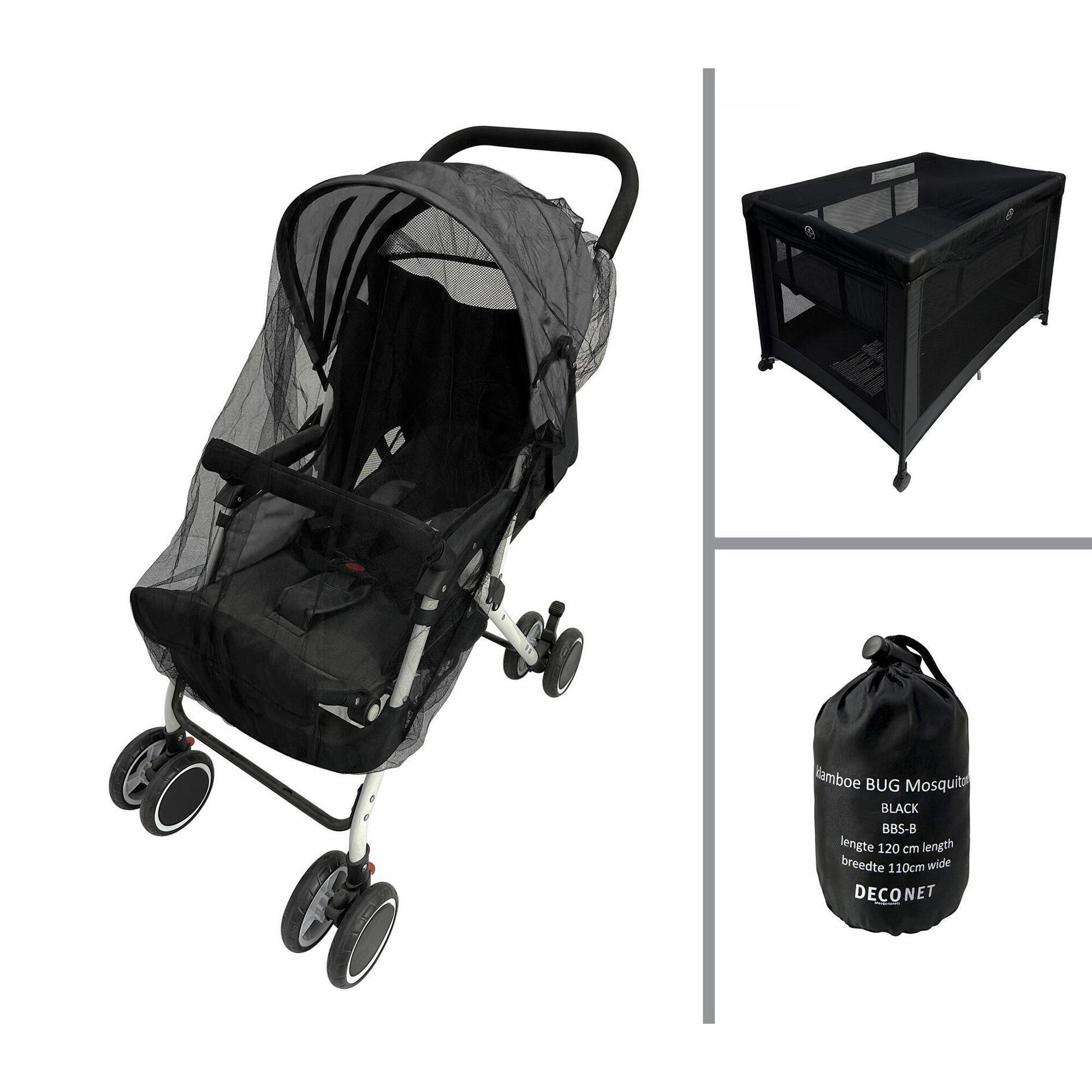 Deconet - Moustiquaire Buggy, Lit De Camping Et Berceau Noir 110x 120cm - Moustiquaire - Noir - 100 - Decathlon