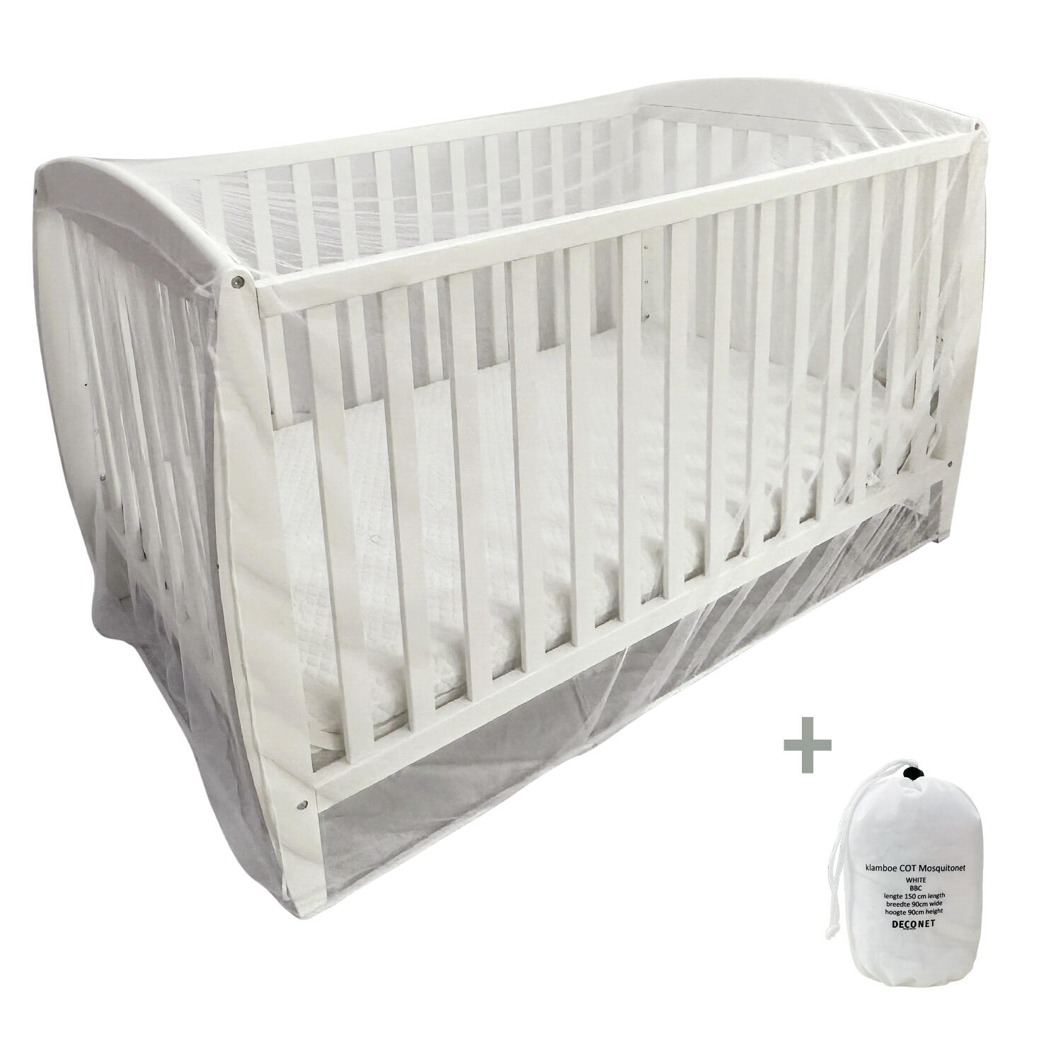 Lit bébé moustiquaire Deconet, L150x L90cm, blanc, bébé 2/6