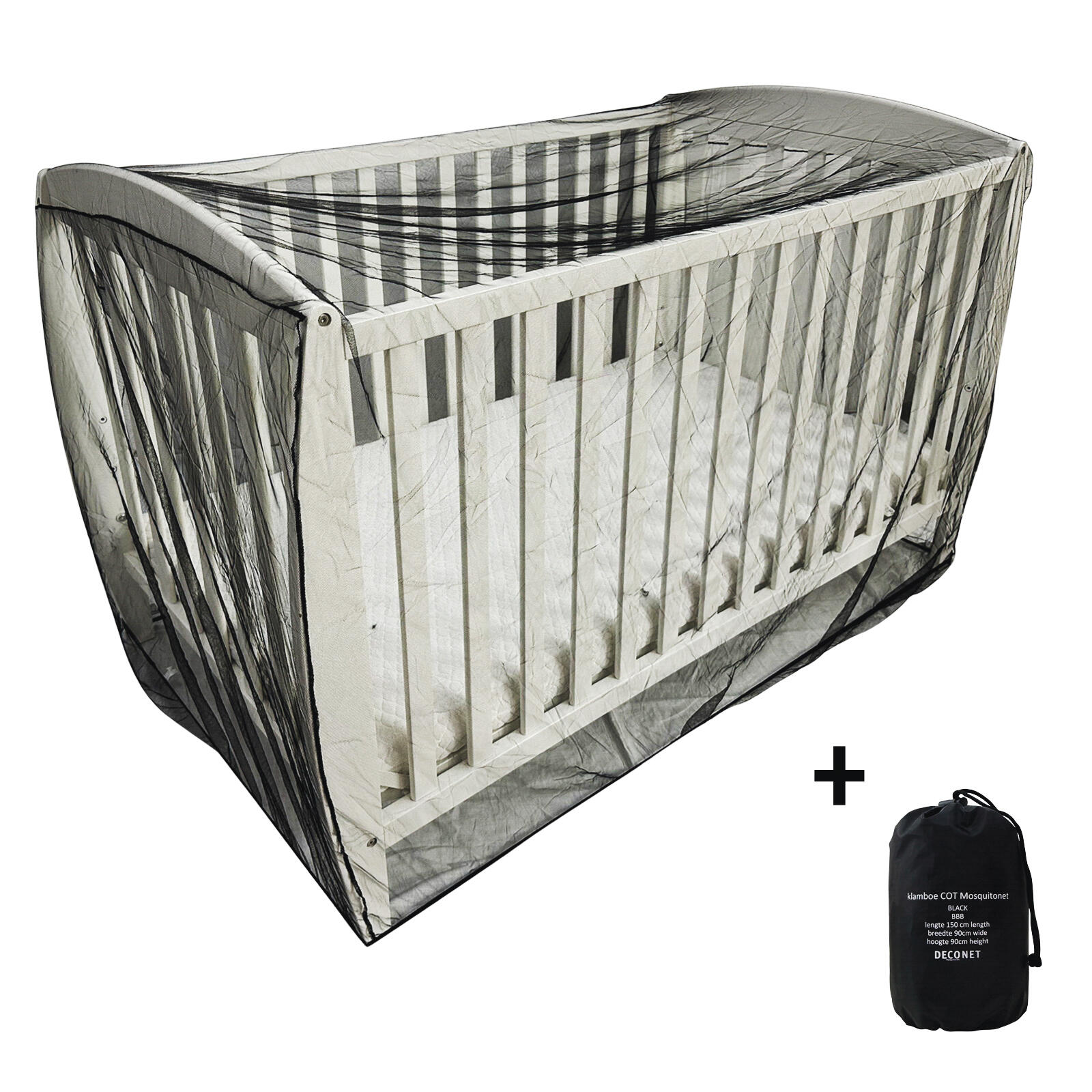 Culla con zanzariera per bambini Deconet - L150x L90 cm - nero baby 2/6