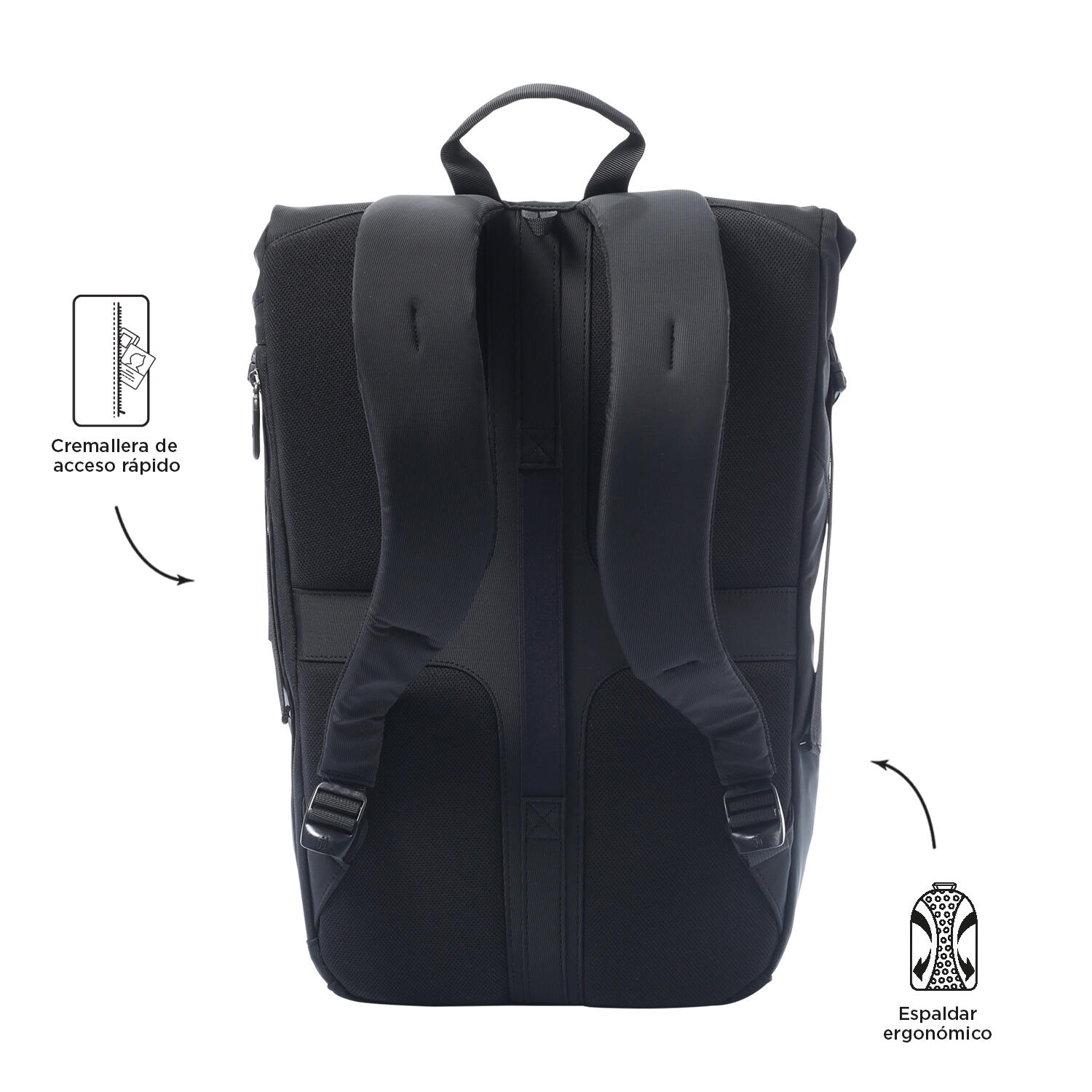 Totto Mochila urbana Chicago Negro Poliéster 26.5 x 54.5 x 12 cm 3/5