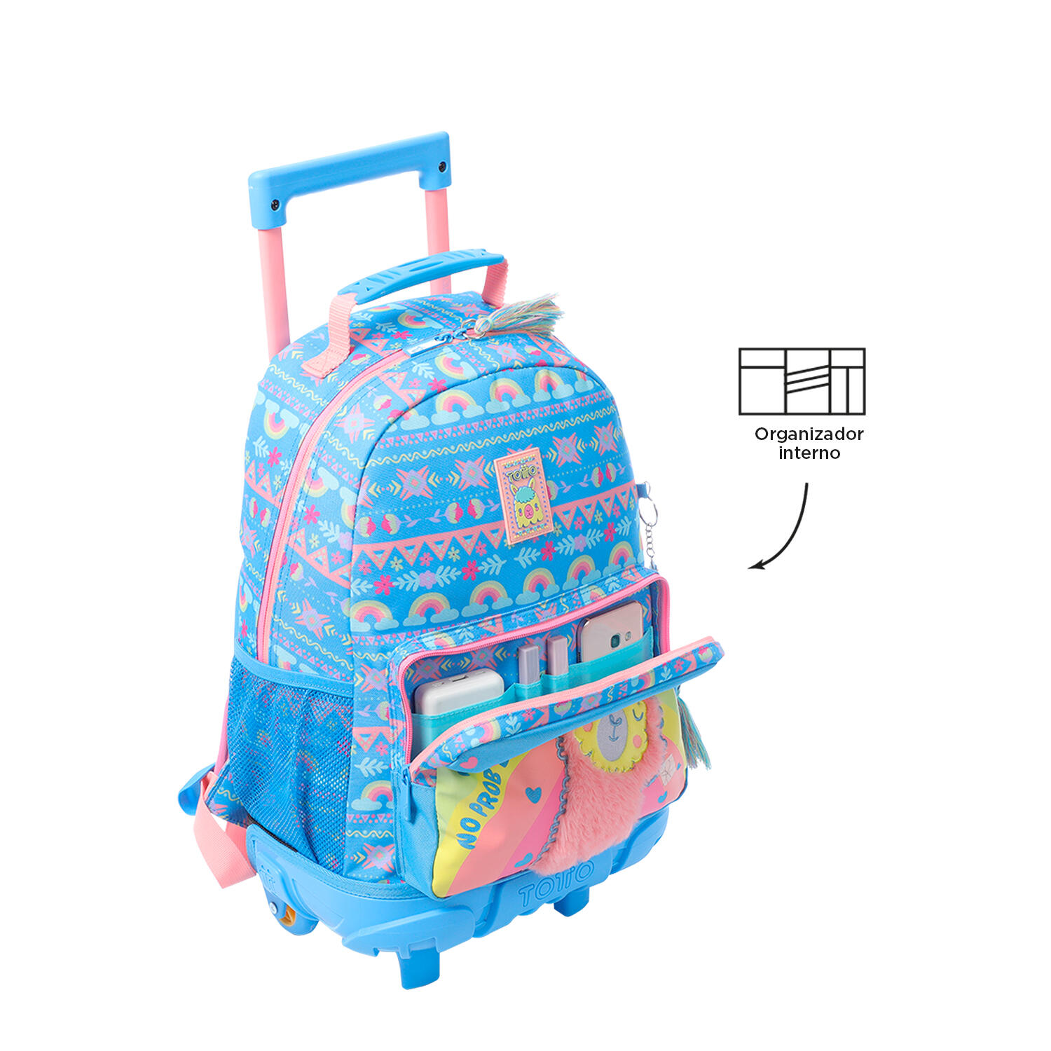 Totto Mochila infantil ruedas Llama Azul Poliéster 28.5 x 41 x 12.5 cm 5/5