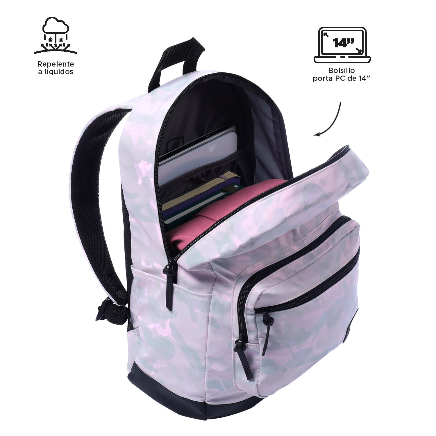Totto Mochila urbana Tocax Iridiscente White Poliéster 30 x 44.1 x 15.5 cm 4/5