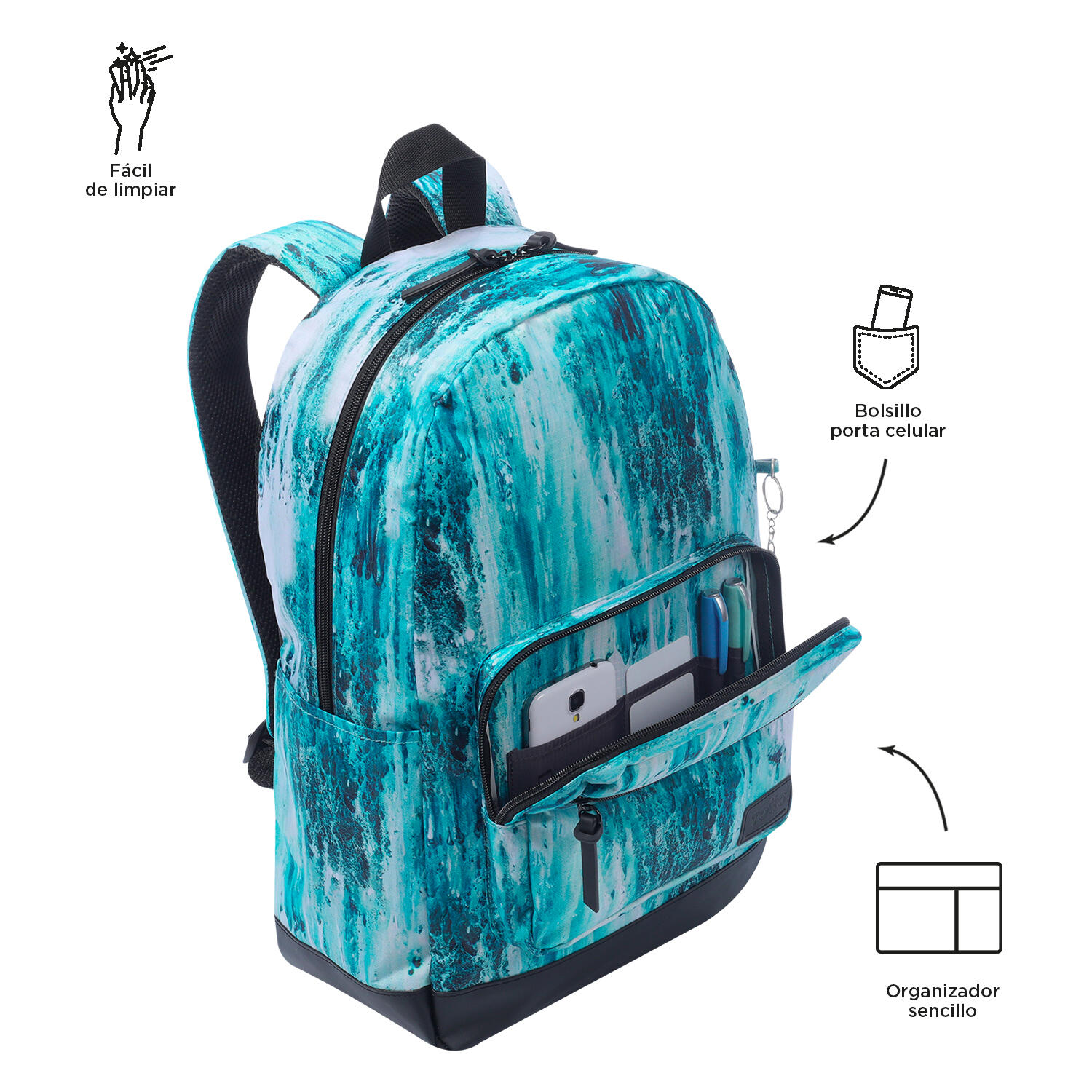 Totto Mochila urbana Tocax Marbley Poliéster 30 x 44.1 x 15.5 cm 5/5