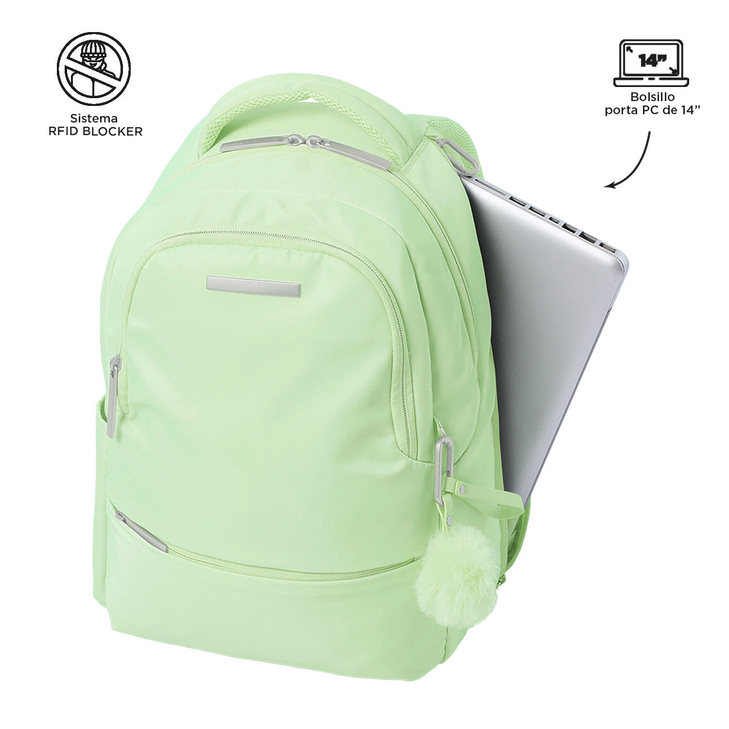 Totto Mochila ejecutiva Adelaide Meadow Mist Poliéster 30 x42 x14 cm 4/5