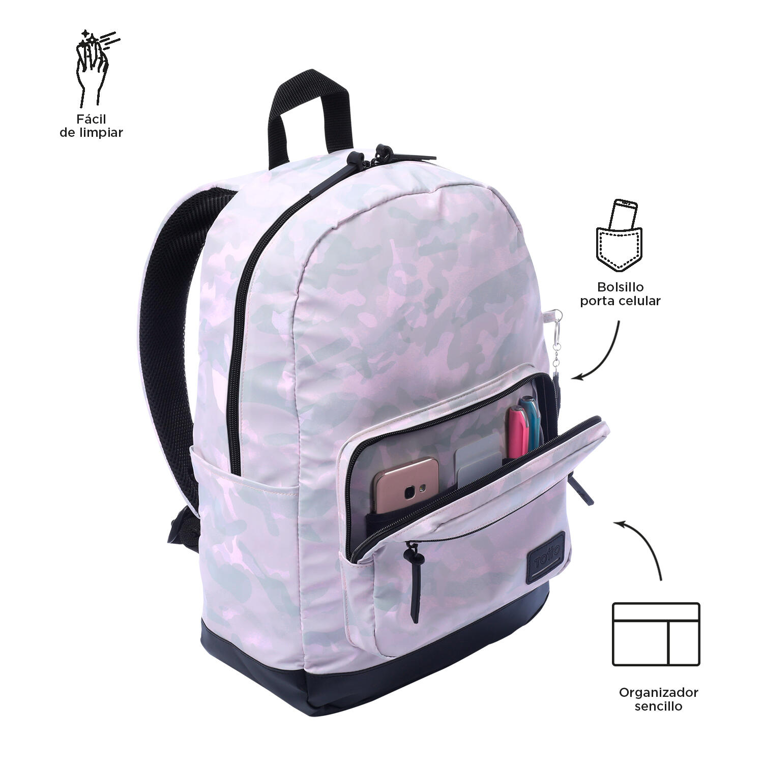 Totto Mochila urbana Tocax Iridiscente White Poliéster 30 x 44.1 x 15.5 cm 5/5
