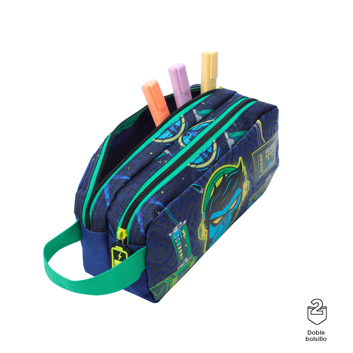 Totto Estuche infantil Kong Lab Azul Poliéster 23 x 12 x 8.5 cm 3/4