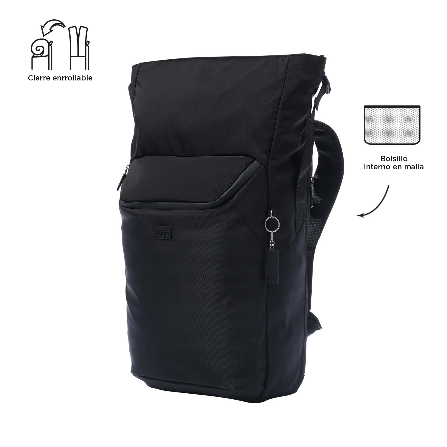 Totto Mochila urbana Chicago Negro Poliéster 26.5 x 54.5 x 12 cm 5/5