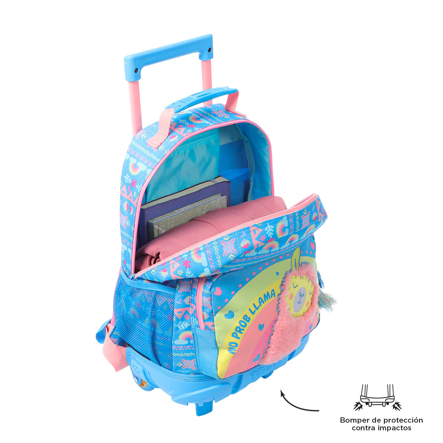 Totto Mochila infantil ruedas Llama Azul Poliéster 28.5 x 41 x 12.5 cm 4/5