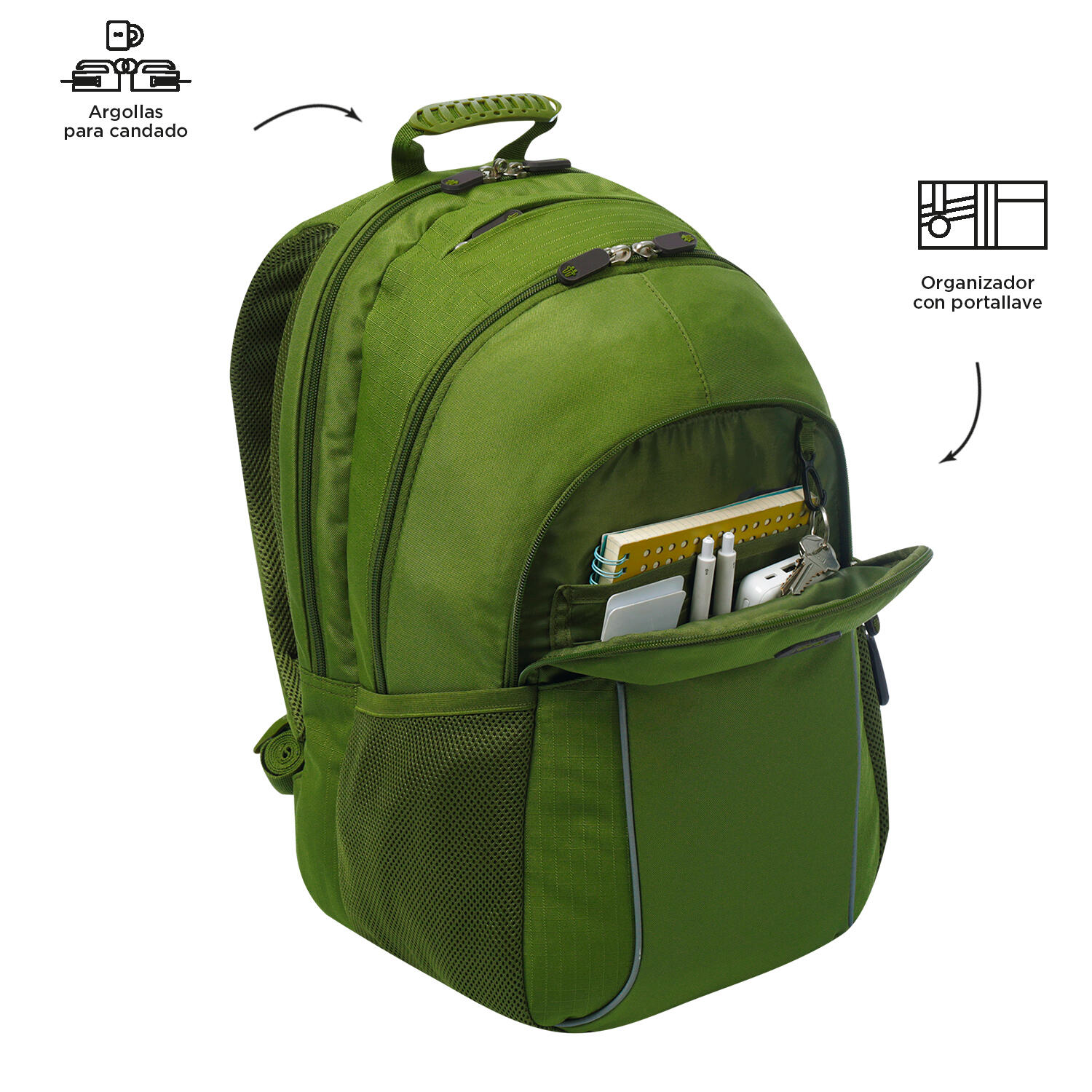 Totto  Mochila Cambri 2.0 - Micro Chip Verde grande 5/5