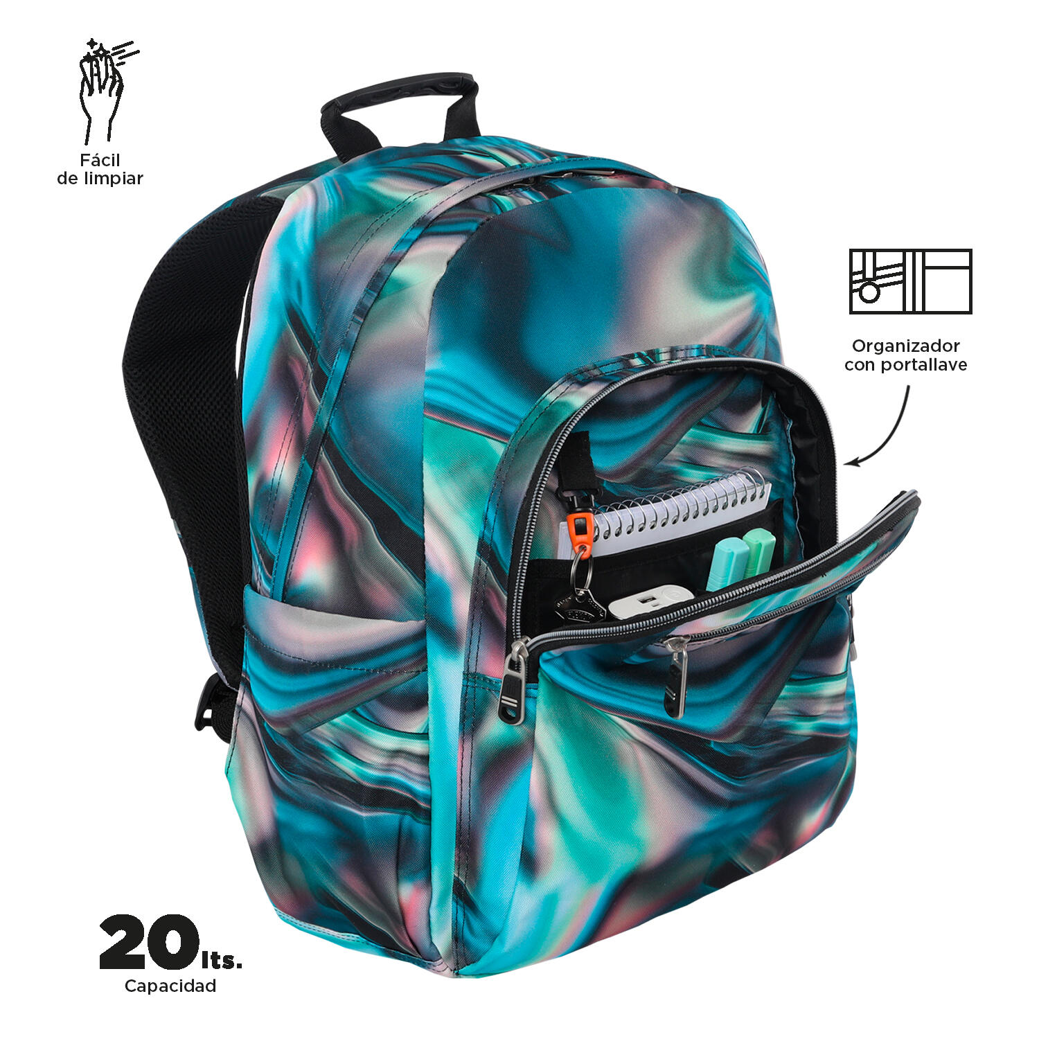 Totto Mochila escolar Acuareles Zefiro Poliéster reciclado 33 x 44 x 14 cm 5/5
