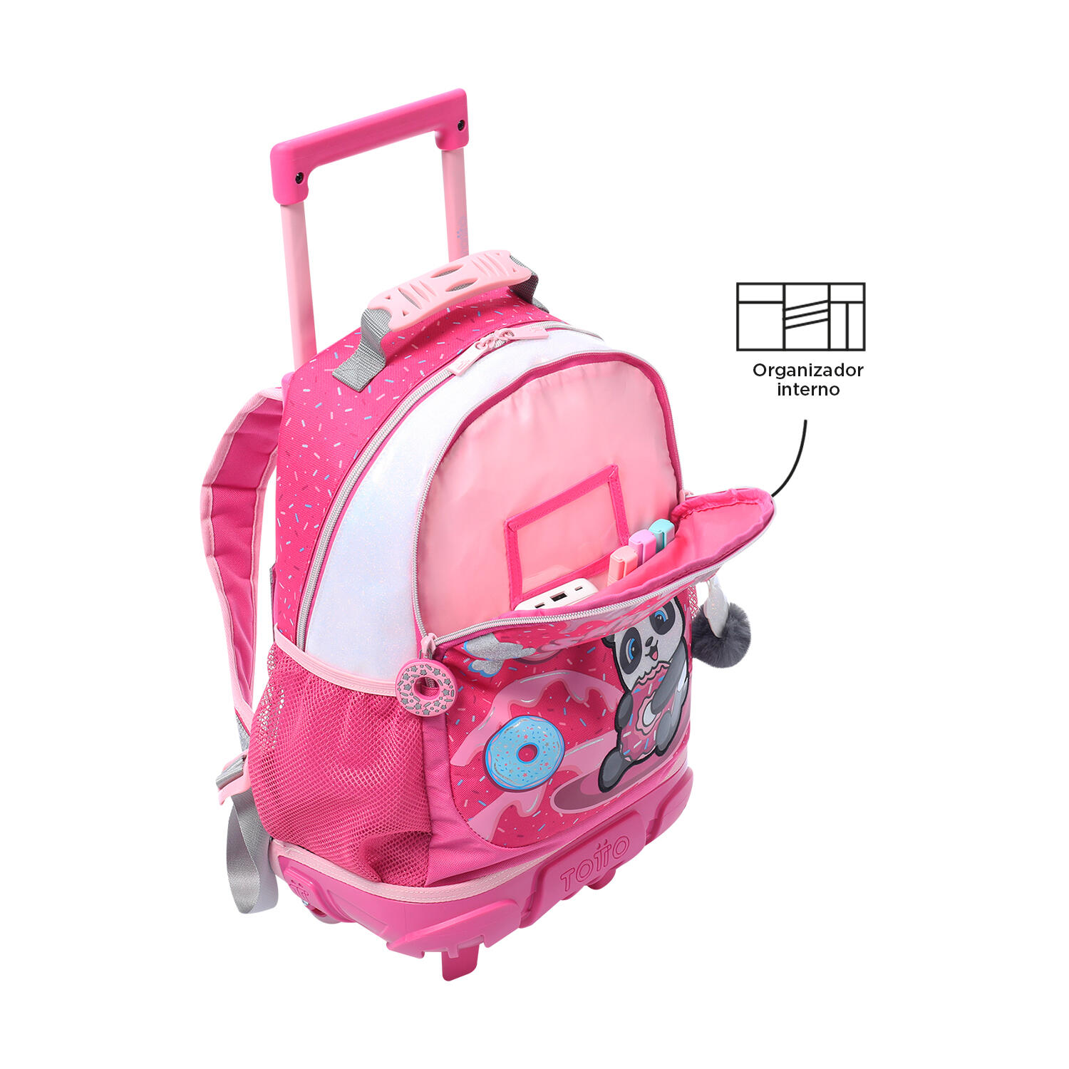 Totto Mochila infantil ruedas Sweet Panda Rosa Poliéster 28.5 x 41 x 12.5 cm 5/5