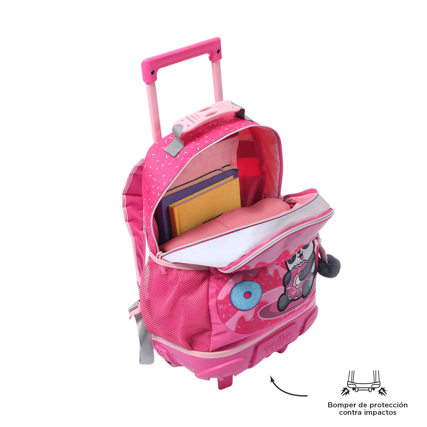 Totto Mochila infantil ruedas Sweet Panda Rosa Poliéster 28.5 x 41 x 12.5 cm 4/5